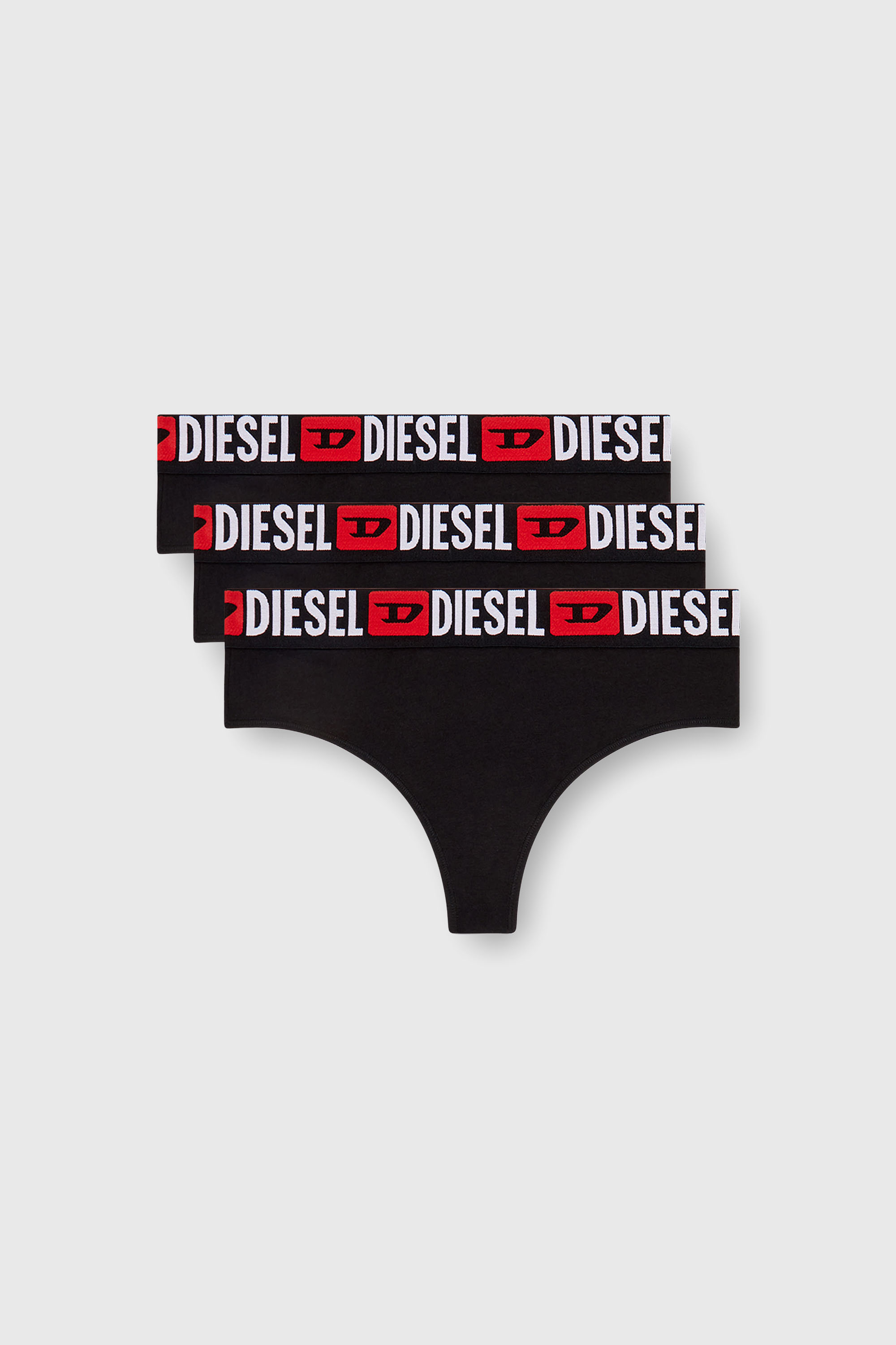 Diesel - UFST-STARS-THREEPACK, Woman's 3-pack thongs with logo waist in Black - 2