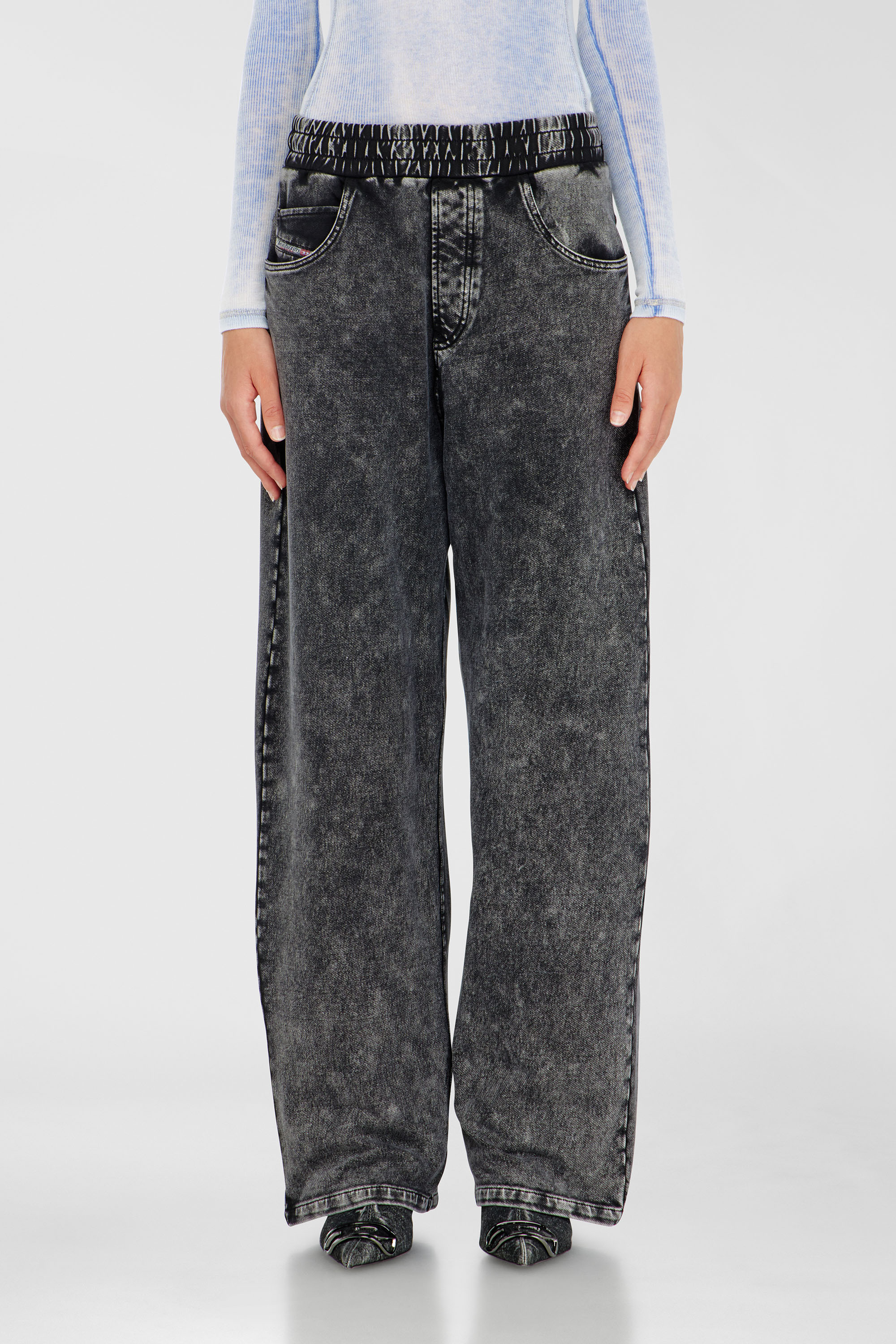 Diesel - P-STUKY, Woman's Sweatpants with denim effect in Dark grey - 1