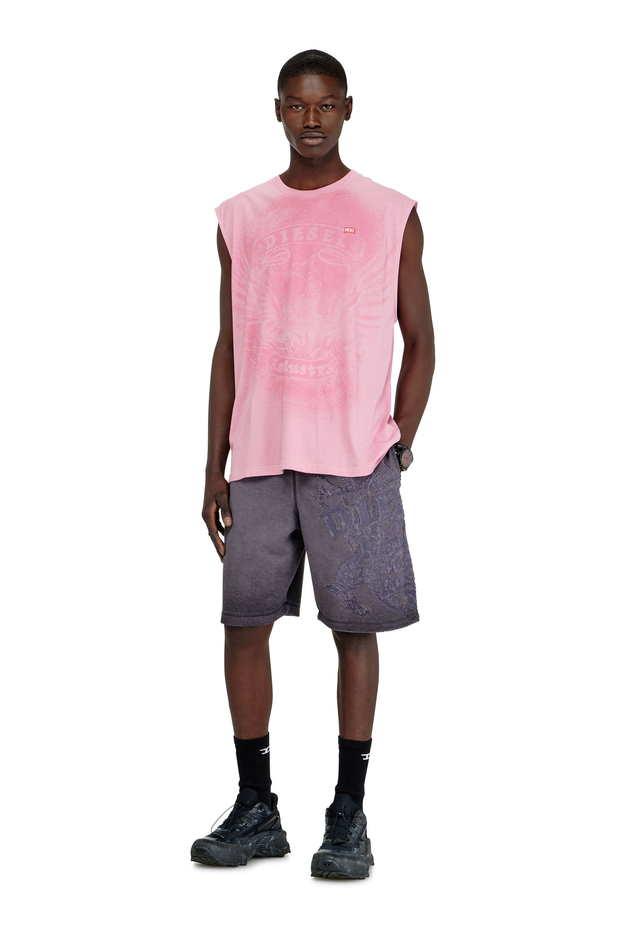 Diesel - T-BOXT-SL-NOTCH, Man's Sleeveless top in cotton with tonal graphic in Pink - 2