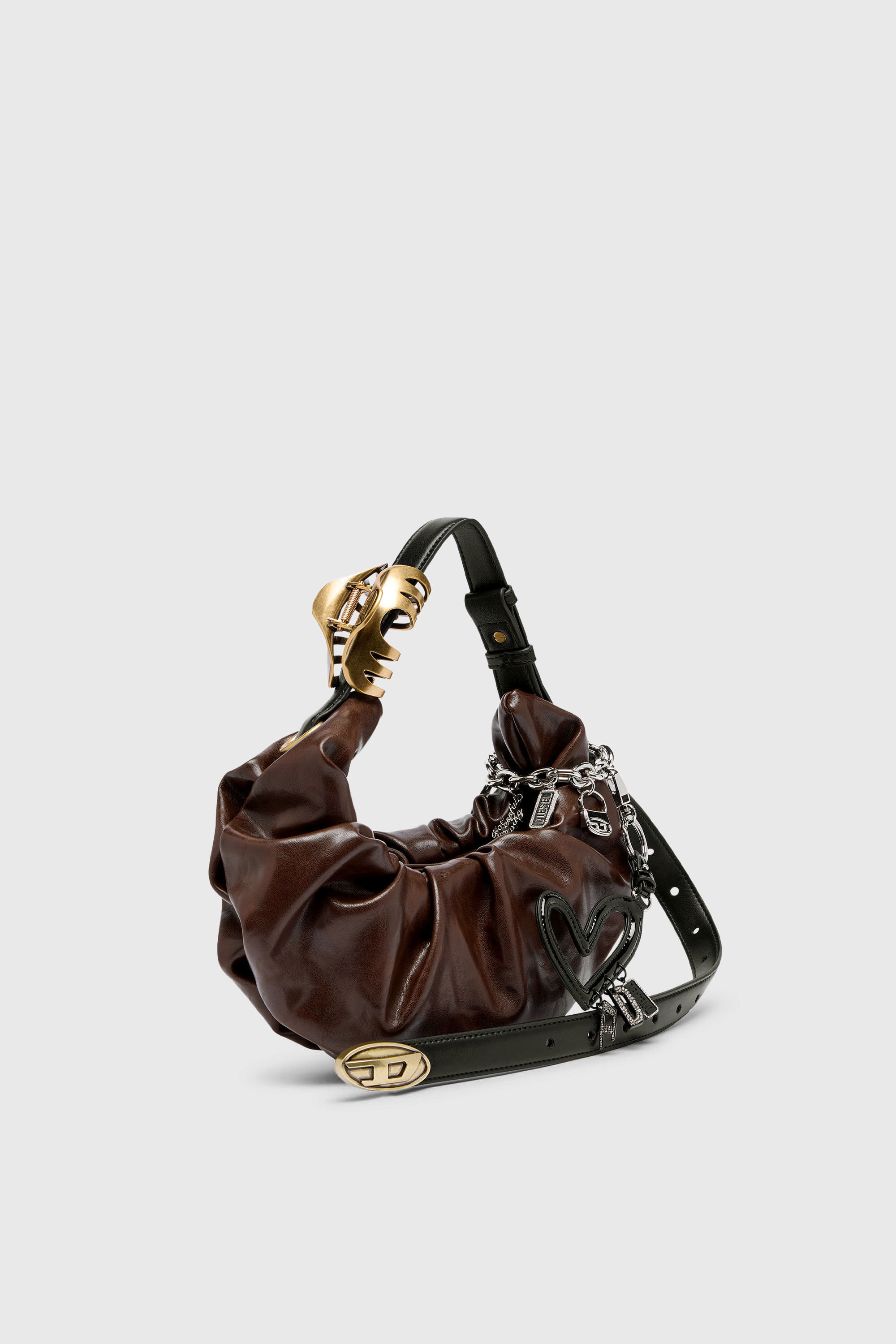 Diesel - GRAB-D HOBO S, Woman's Grab-D-Small scruched hobo bag in Dark Brown - 2