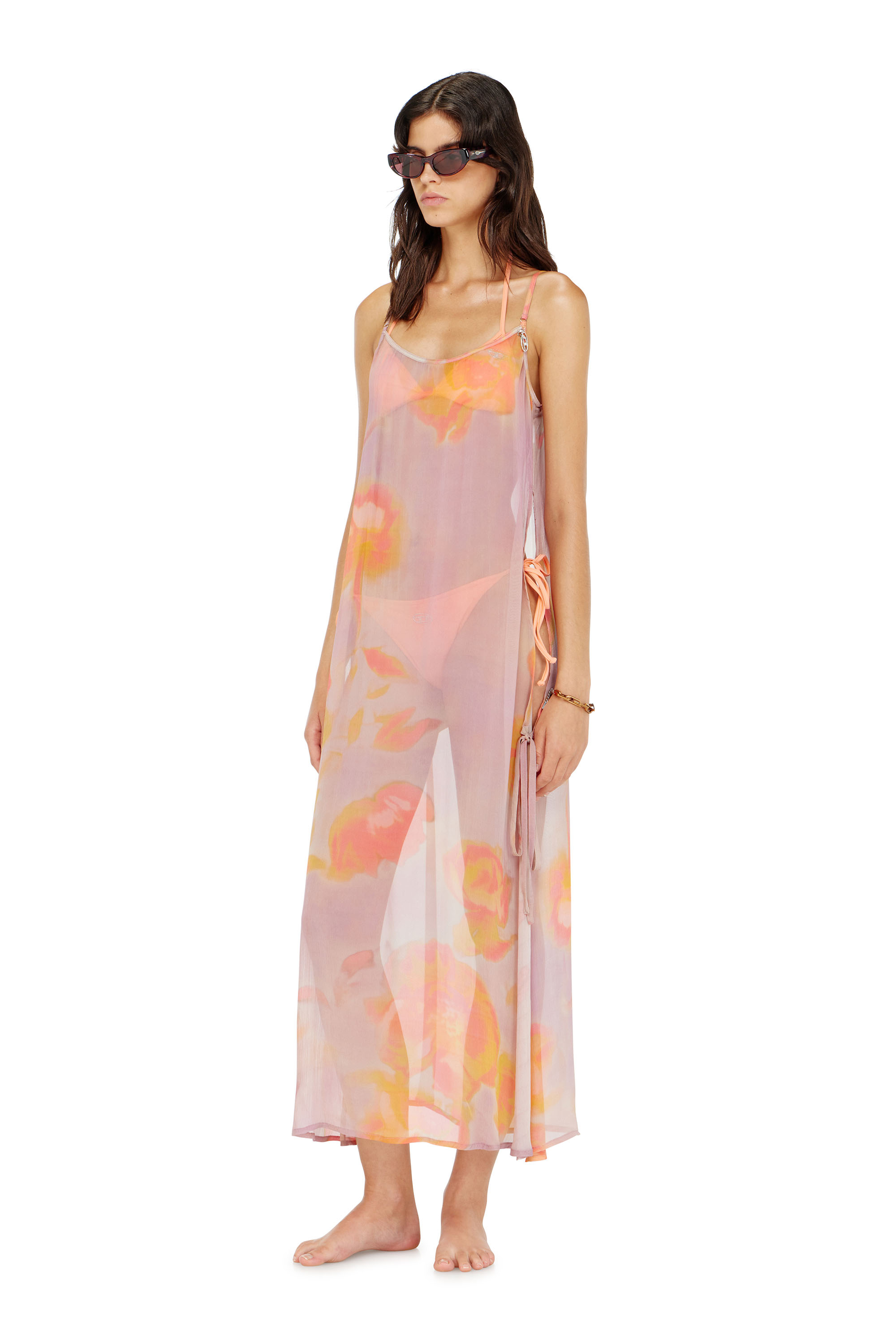 Diesel - VANYA-UTLT, Woman's Beach cover-up dress in floral chiffon in null - 1