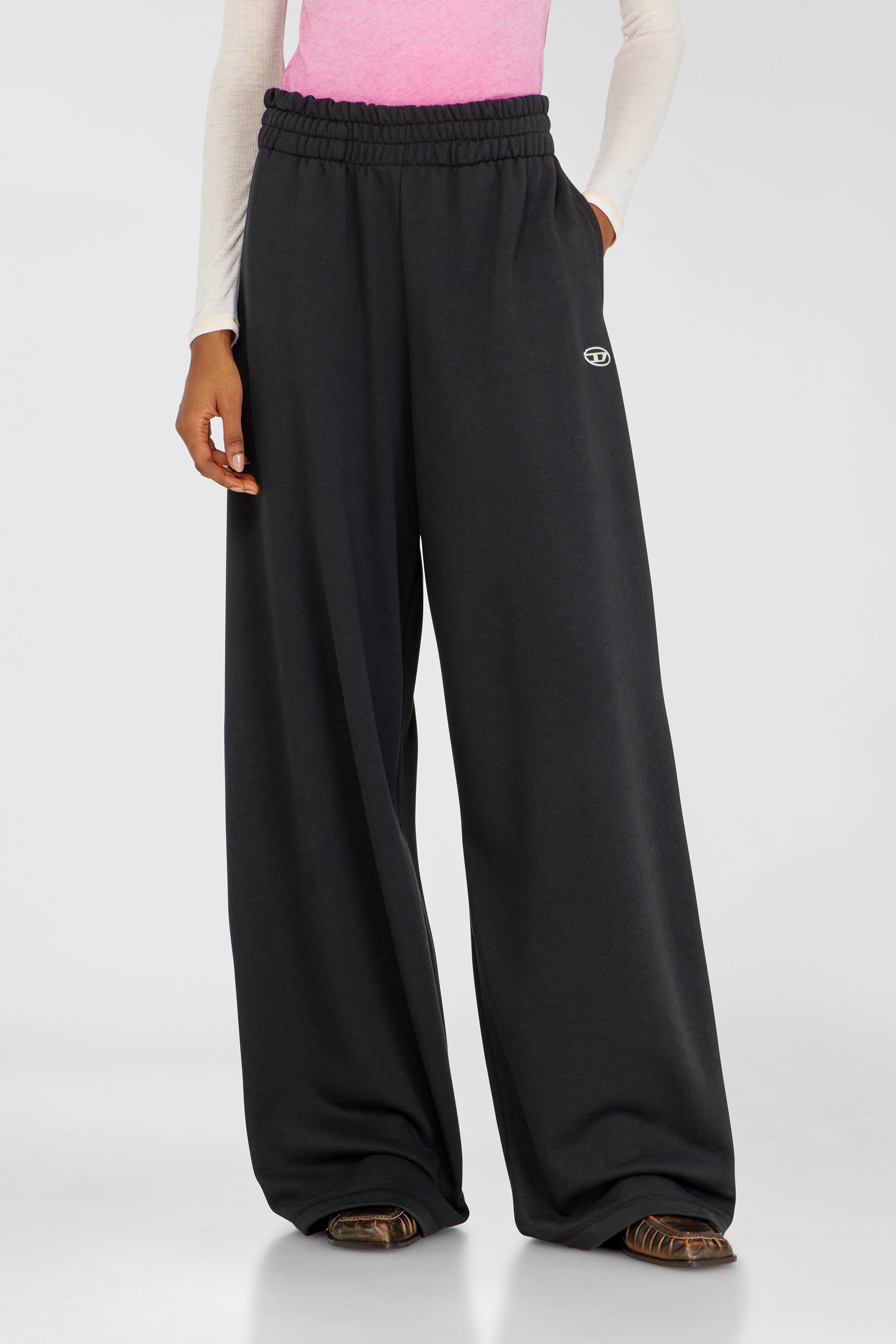 Diesel - P-ZENIA-OD, Woman's Loose track pants with elastic waistband in Black - 1