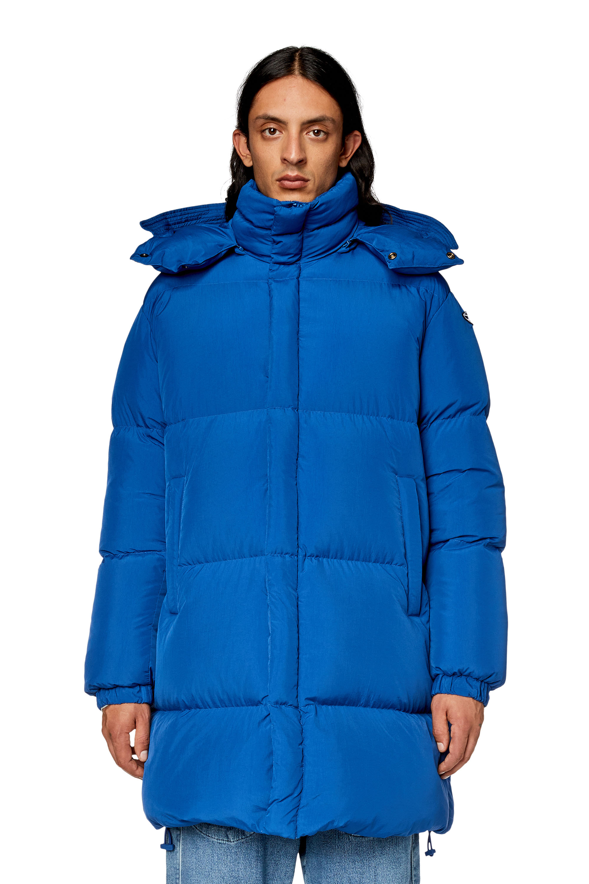 Diesel - W-ROLFYS-LONG, Man's Down coat with ViralOff® treatment in Blue - 5