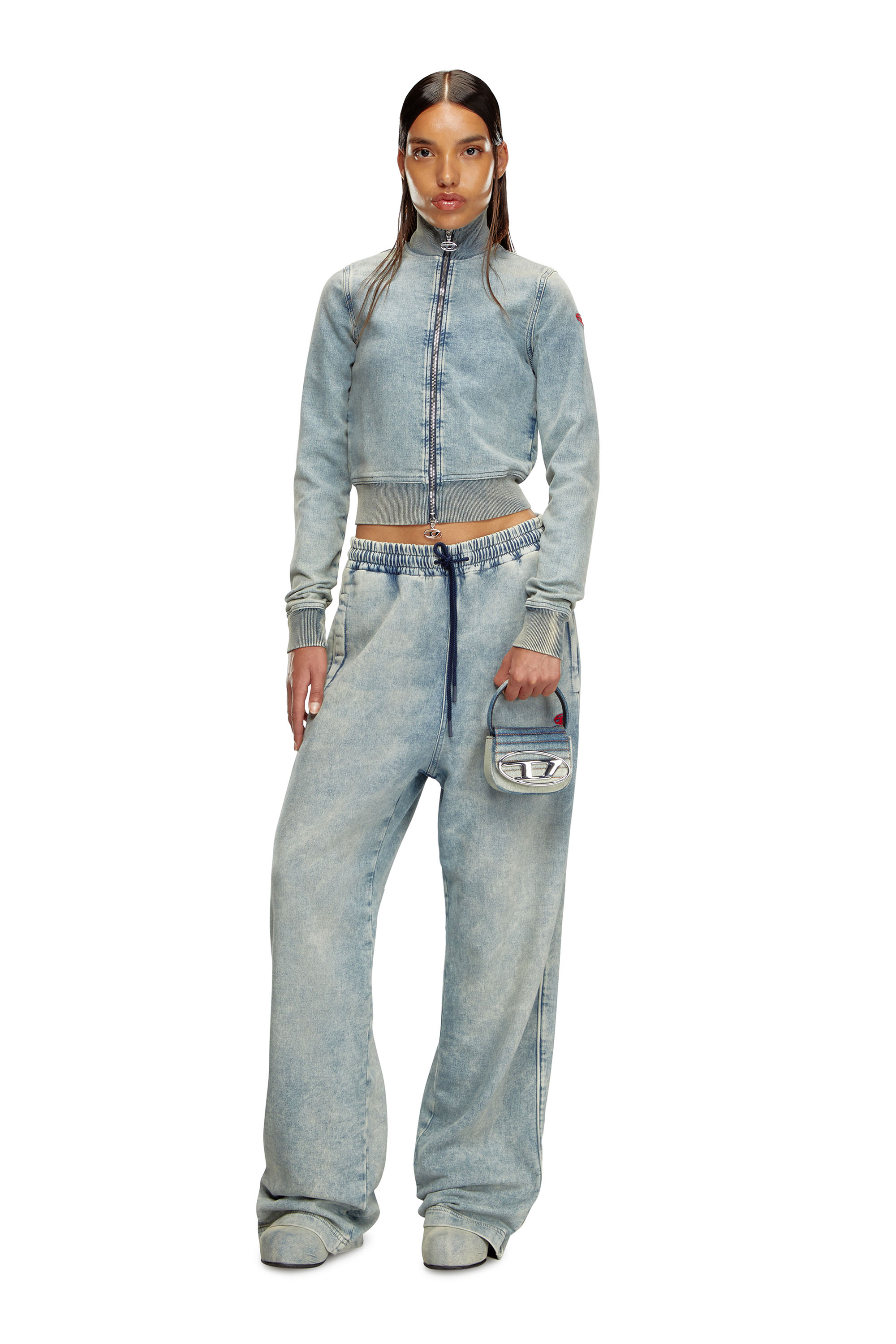 Diesel - 1DR XS, Woman's 1DR XS - Iconic mini bag in solarised denim in Blue/White - 6