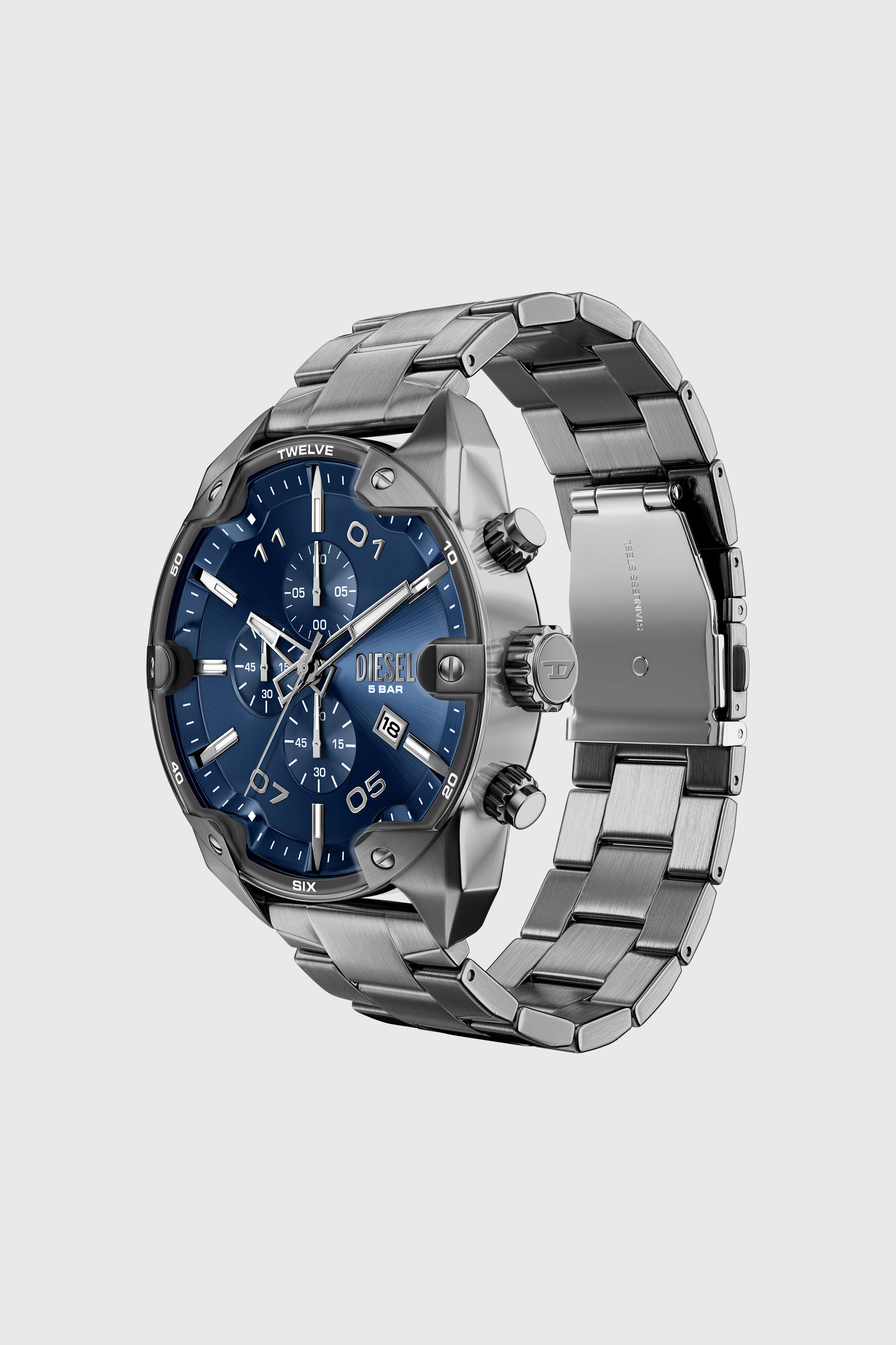 Diesel - DZ4724 WATCH, Man's Spiked gunmetal stainless steel watch in Dark grey - 2