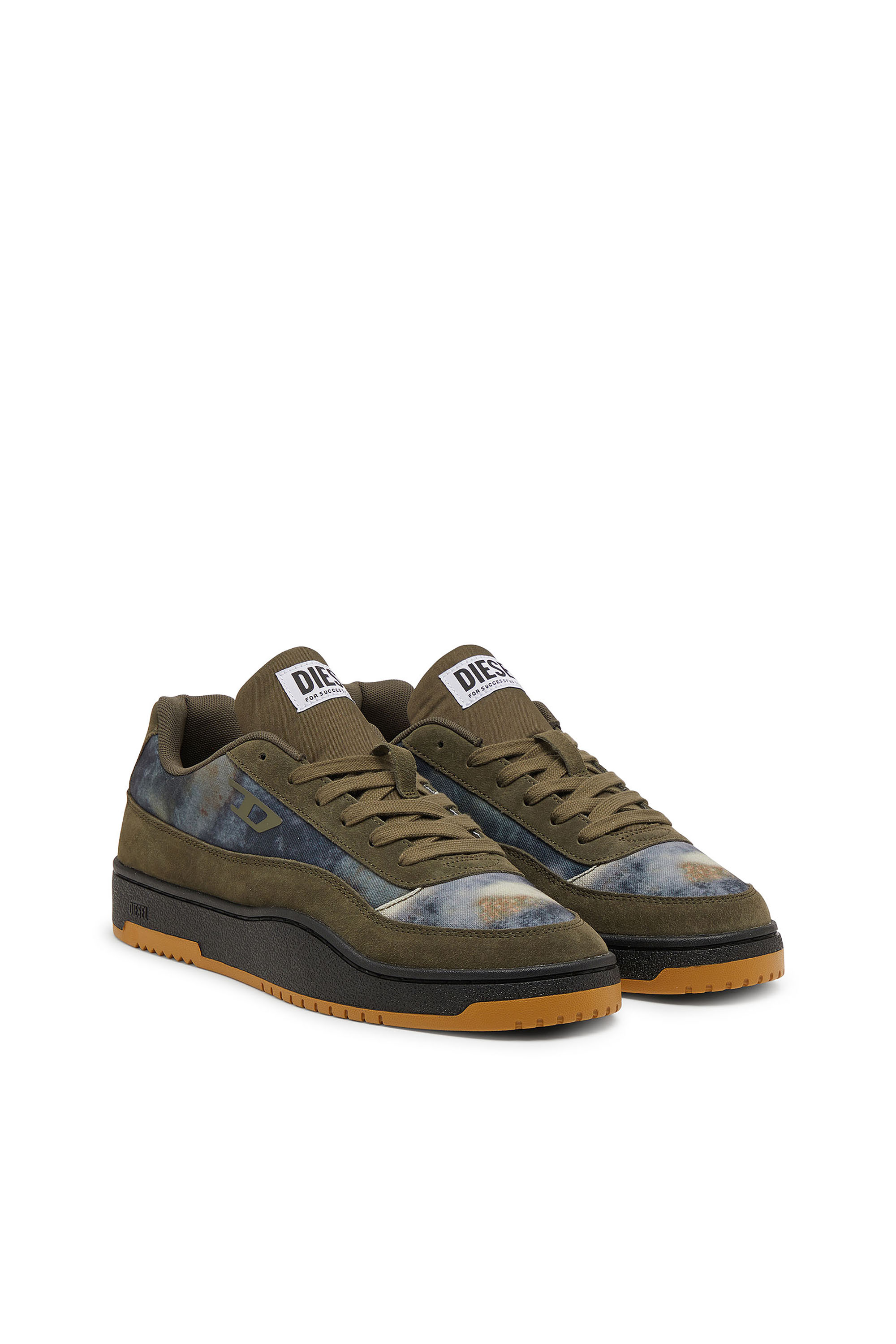 Diesel - S-TRACKER-D LOW, Man's S-Tracker-D leather lace-up shoes in Green/Blue - 3