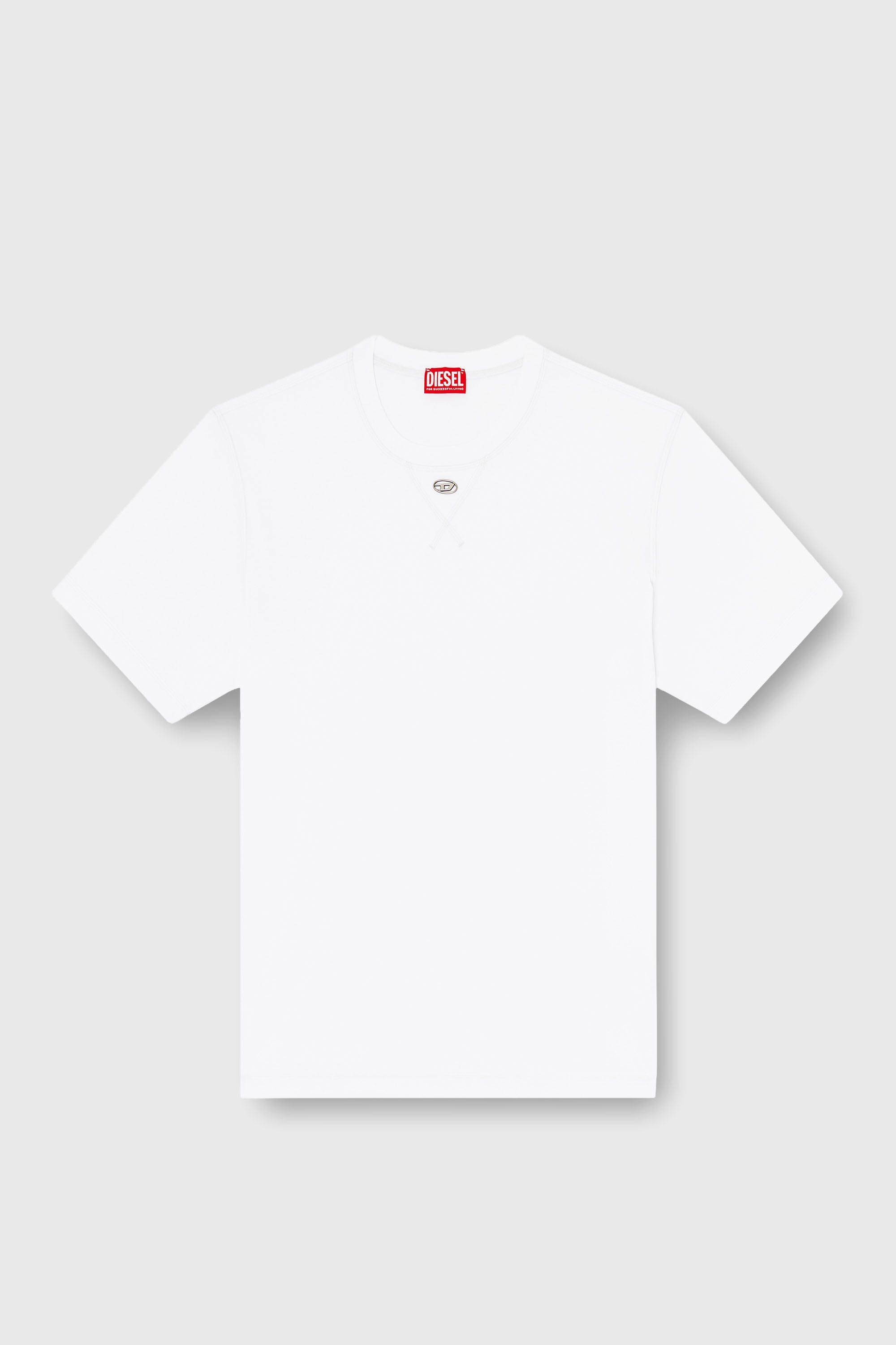 Diesel - T-MADJUST-TR, Man's Regular T-shirt with crew neck and Oval D in White - 2