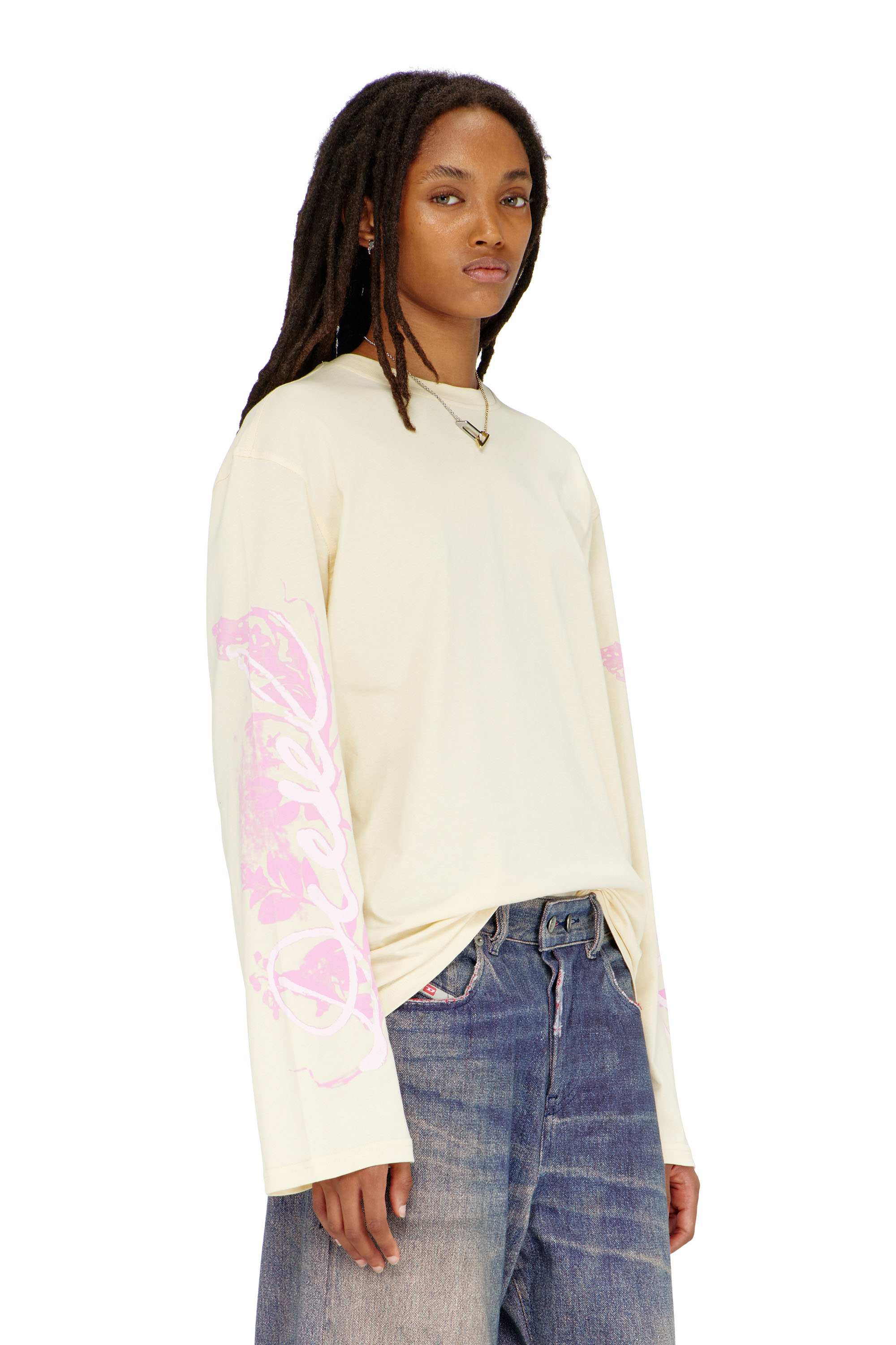 Diesel - T-HILARY-LS-AA3, Woman's Long-sleeve T-shirt with graphic prints and crystals in null - 3