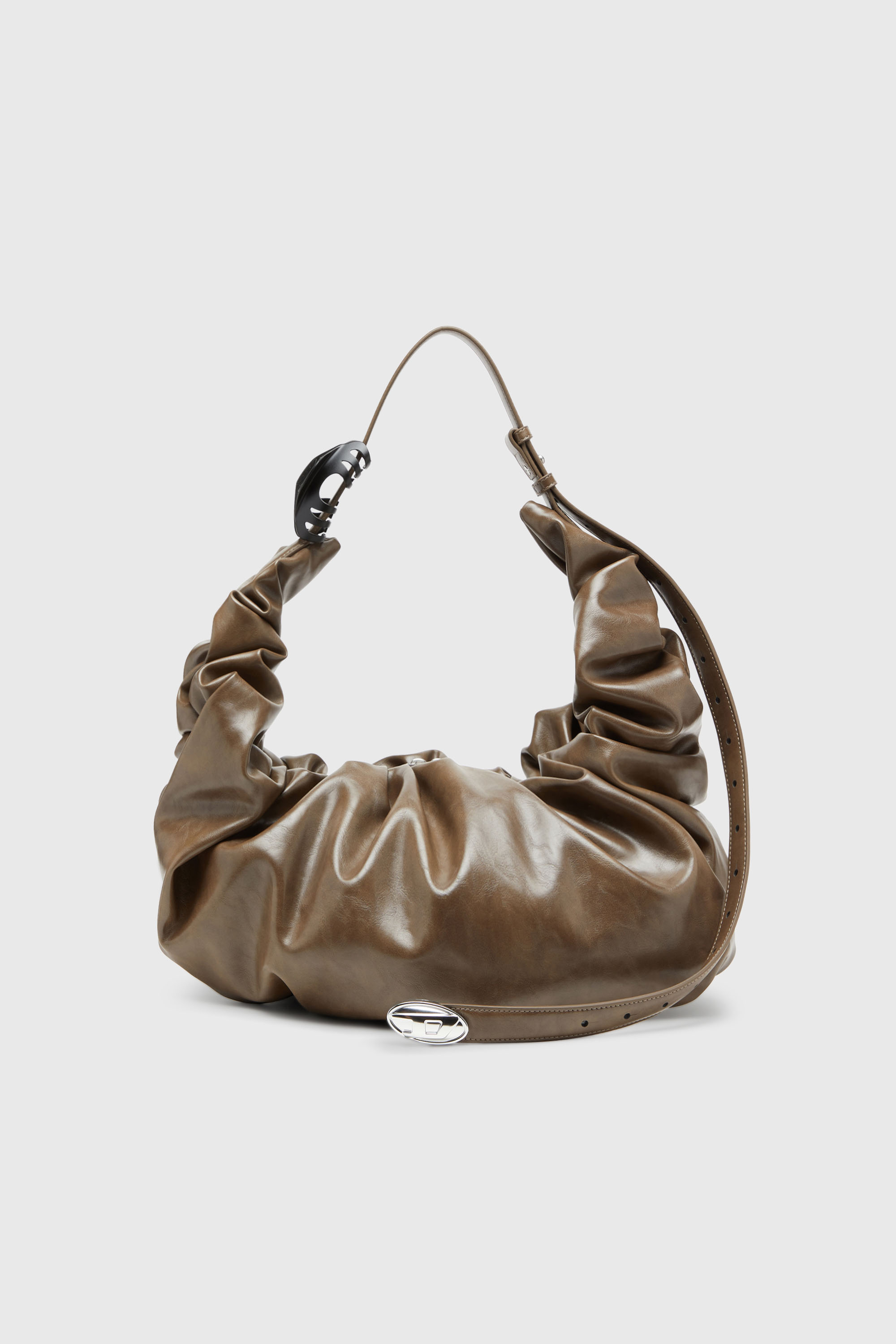 Diesel - GRAB-D HOBO L, Woman's Grab-D-Large scrunched hobo bag in Beige - 1
