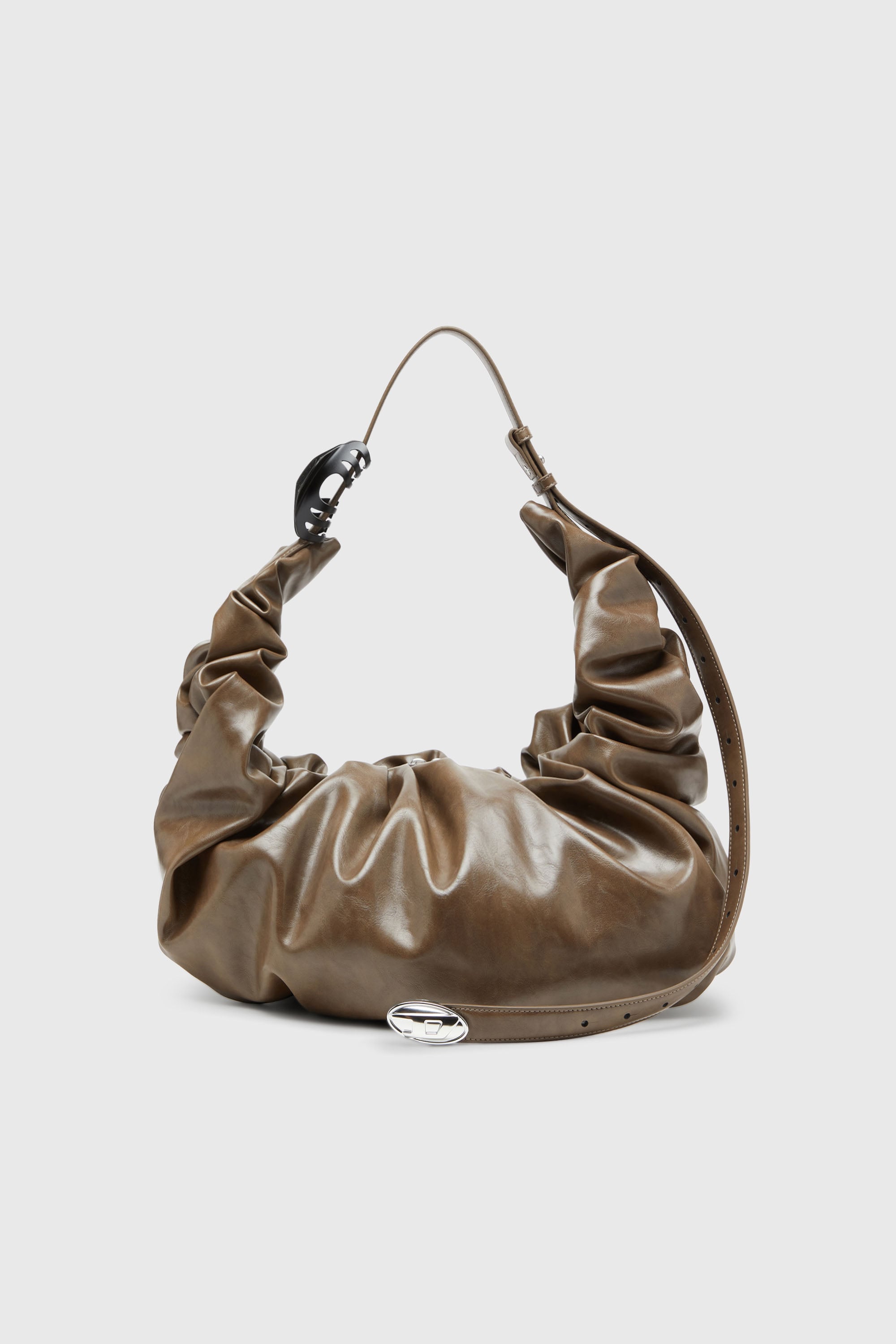 Diesel - GRAB-D HOBO L, Woman's Grab-D-Large scrunched hobo bag in Beige - 2