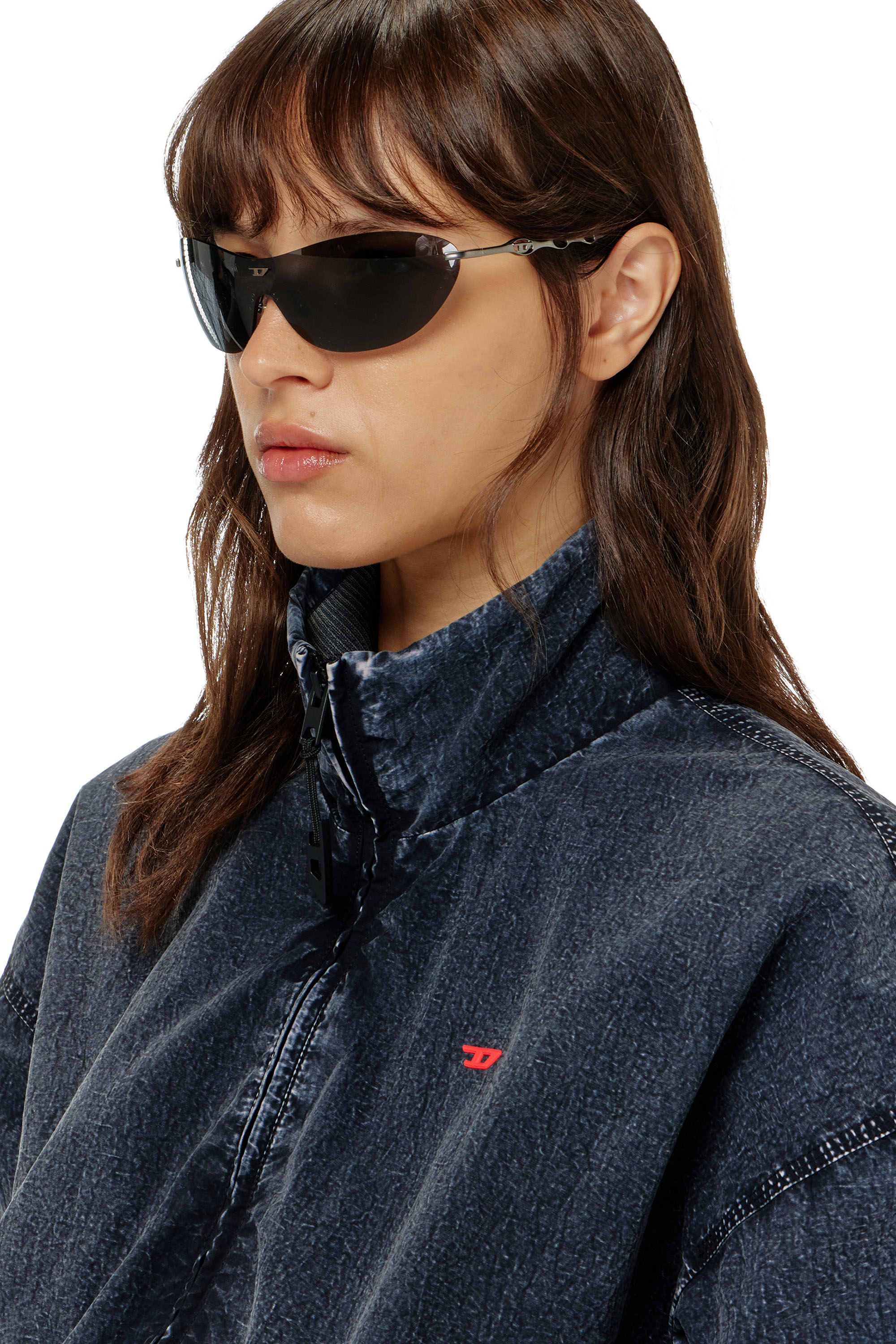 Diesel - G-LEAMER, Woman's Windbreaker jacket in acid-wash Taslan in Dark Blue - 5