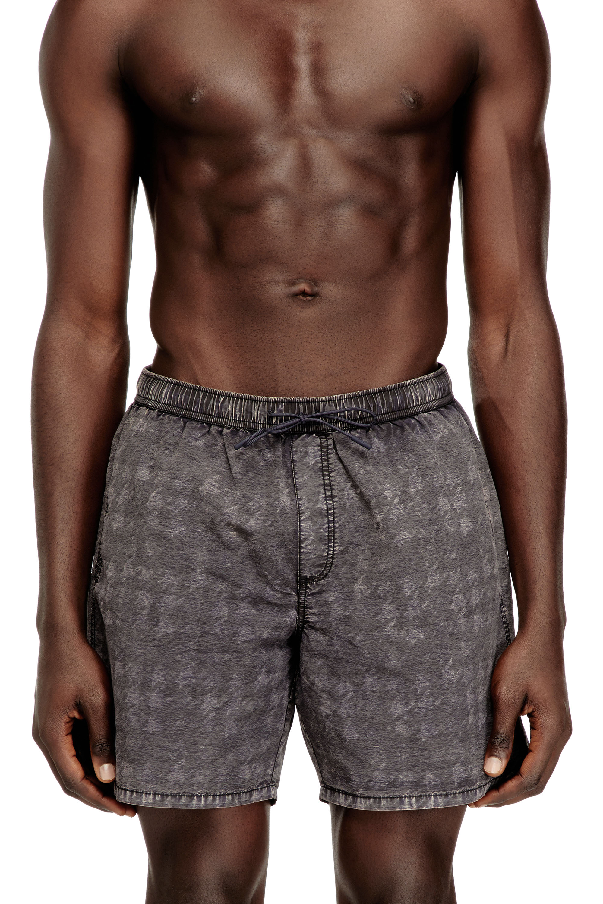 Diesel - CONOR-43-DNM, Man's Swim shorts with faded houndstooth pattern in Grey - 2