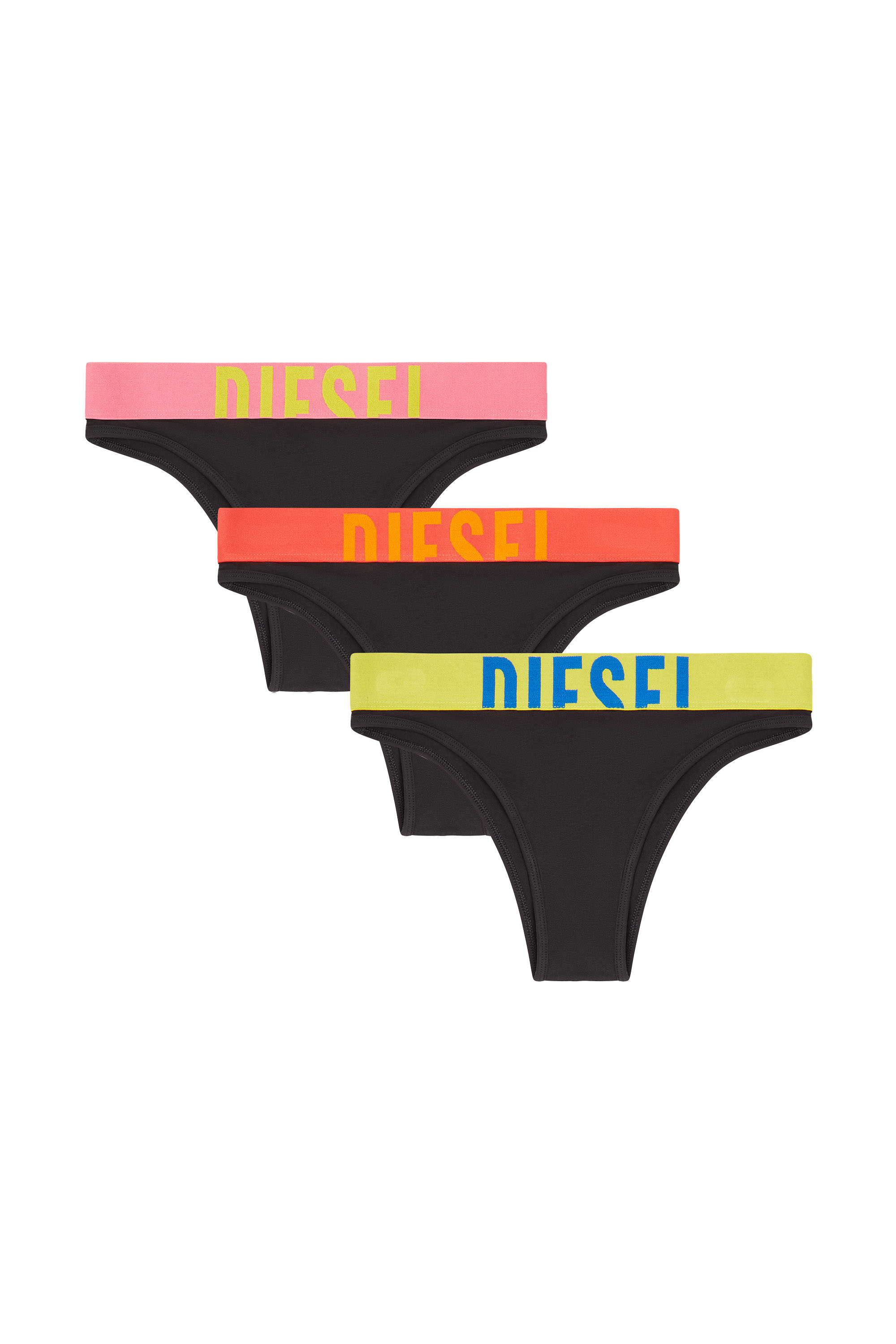 Diesel - FANNIE-D-POP-3PACK, Woman's 3-pack of panties with contrasting waistband in Black - 1