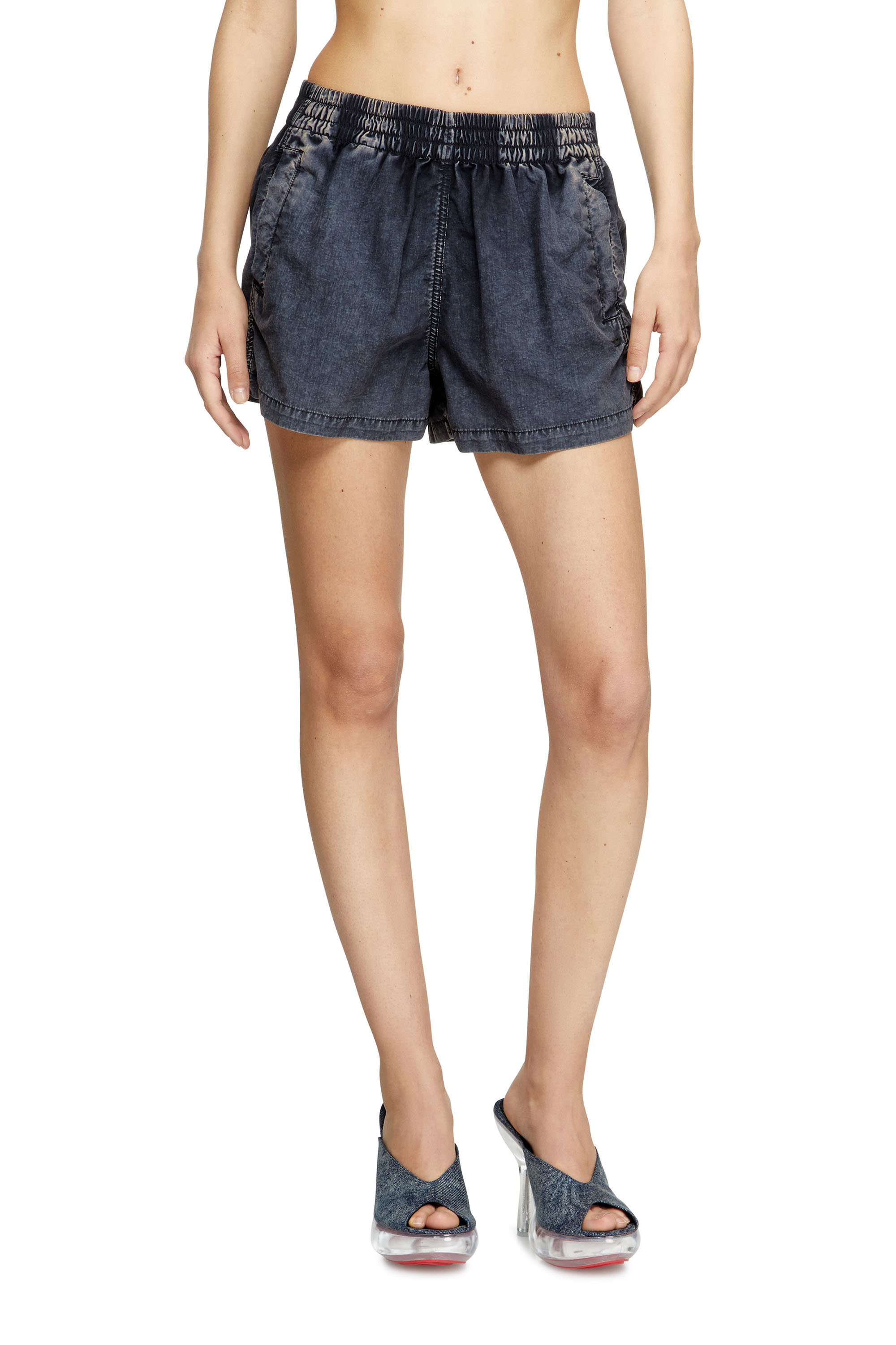 Diesel - S-OUND, Woman's Boxer shorts in treated Taslan in Dark Blue - 3