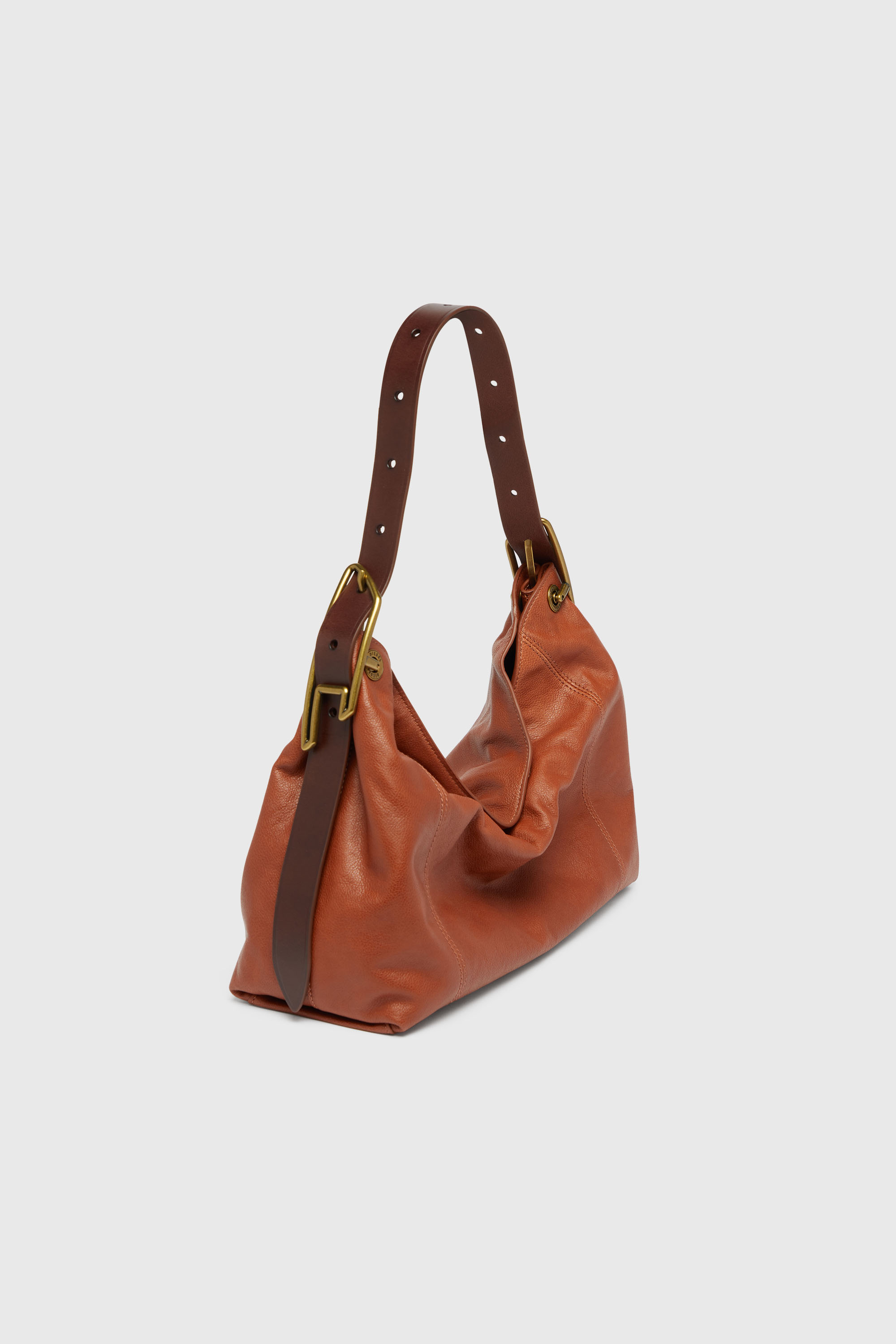 Diesel - D-LINE HOBO S, Woman's D-Line-Shoulder bag in shiny leather in Brown - 2