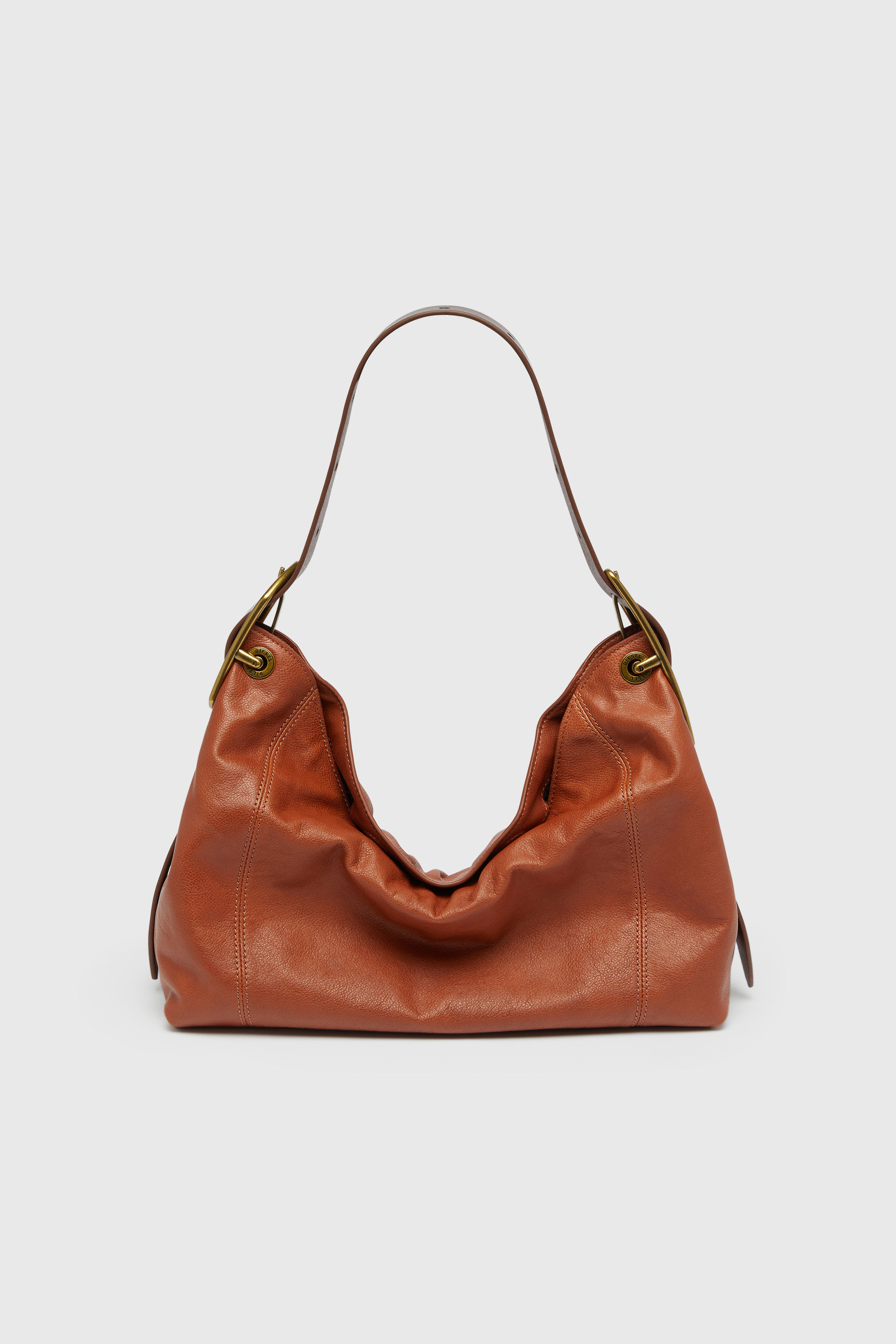 Diesel - D-LINE HOBO S, Woman's D-Line-Shoulder bag in shiny leather in Brown - 1