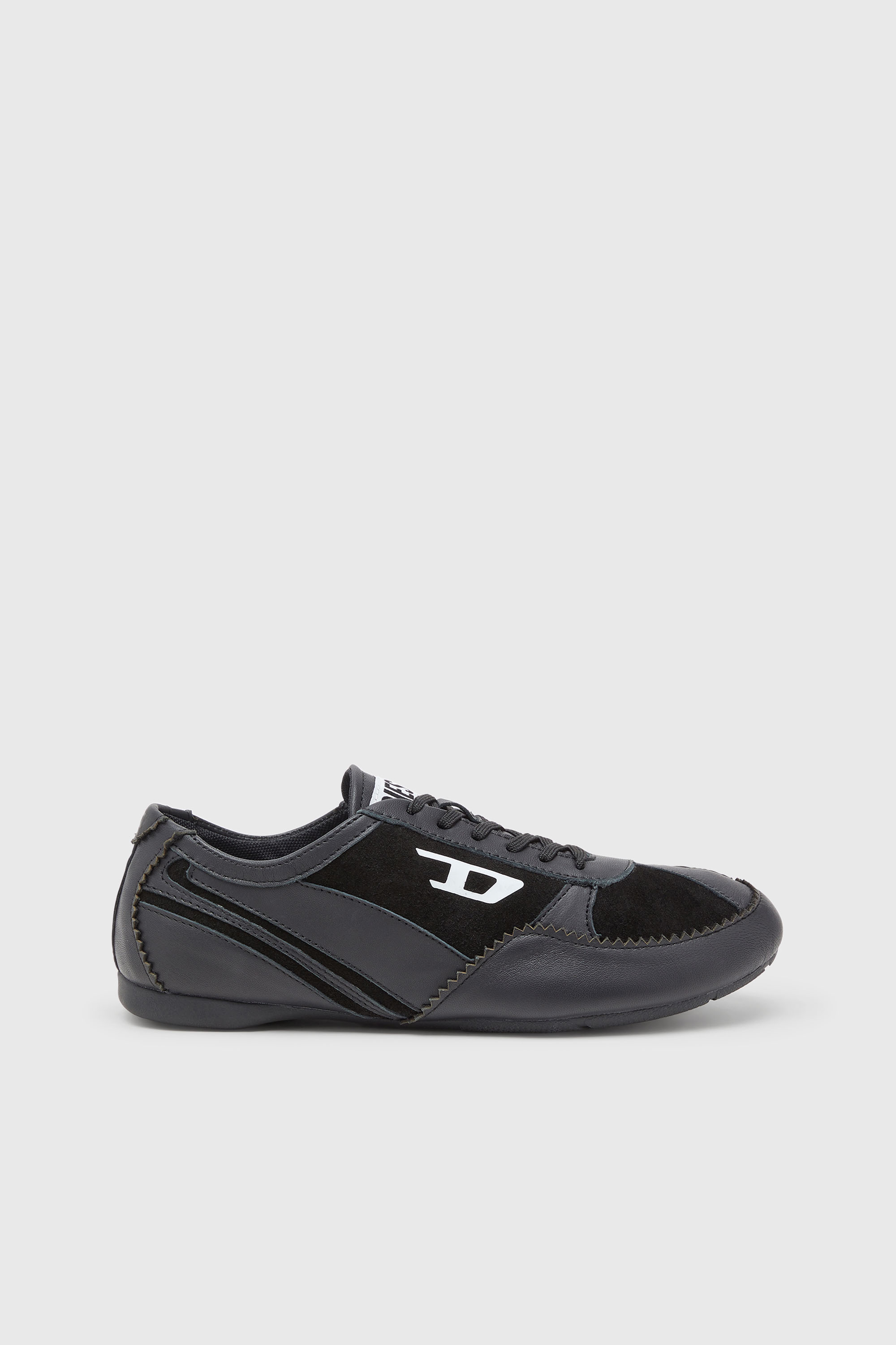 Diesel - D-MILE LOW W, Woman's D-Mile-Flat sneakers in leather and suede in Black - 1
