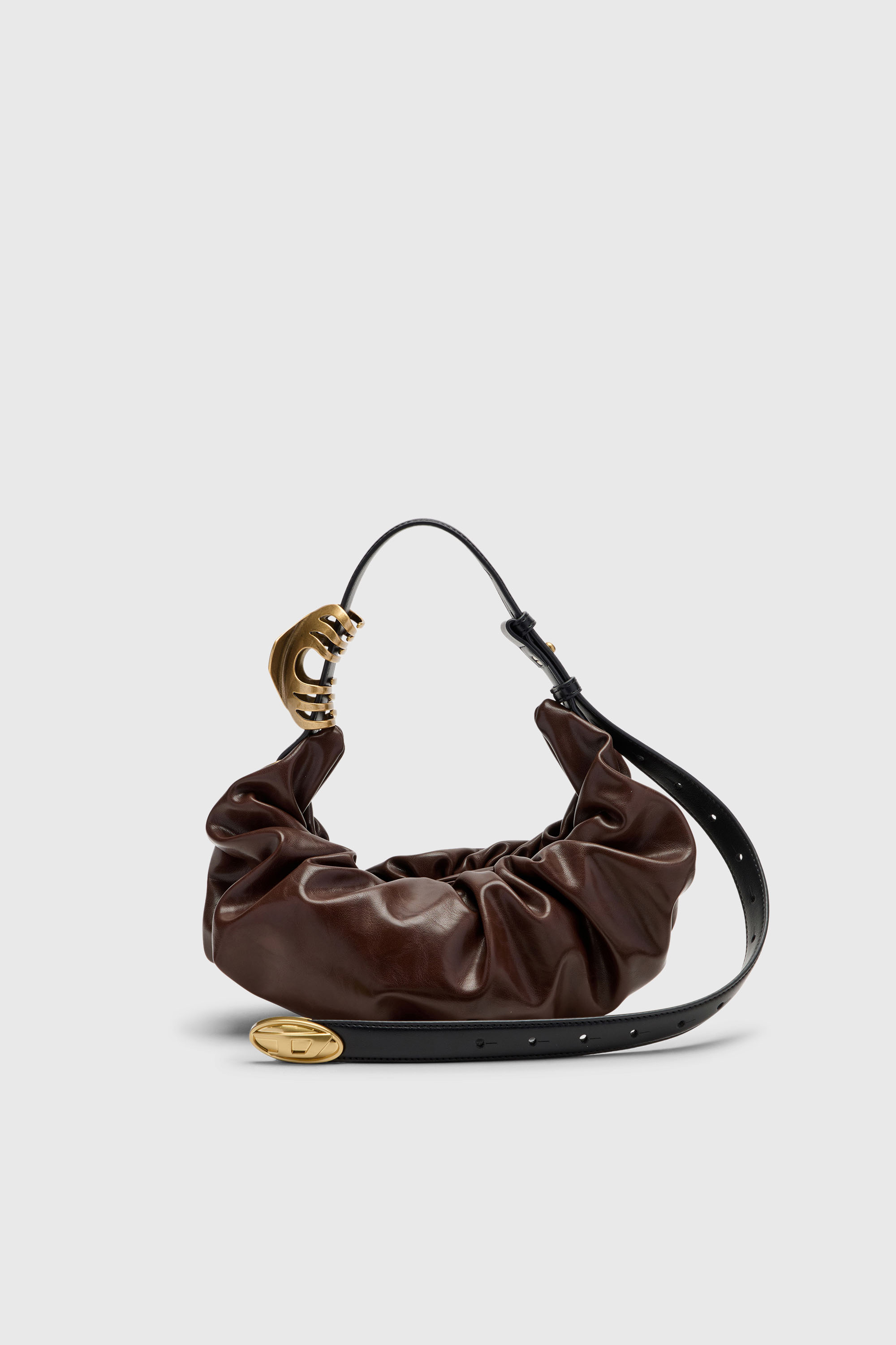 Diesel - GRAB-D HOBO S, Woman's Grab-D-Small scruched hobo bag in Dark Brown - 1