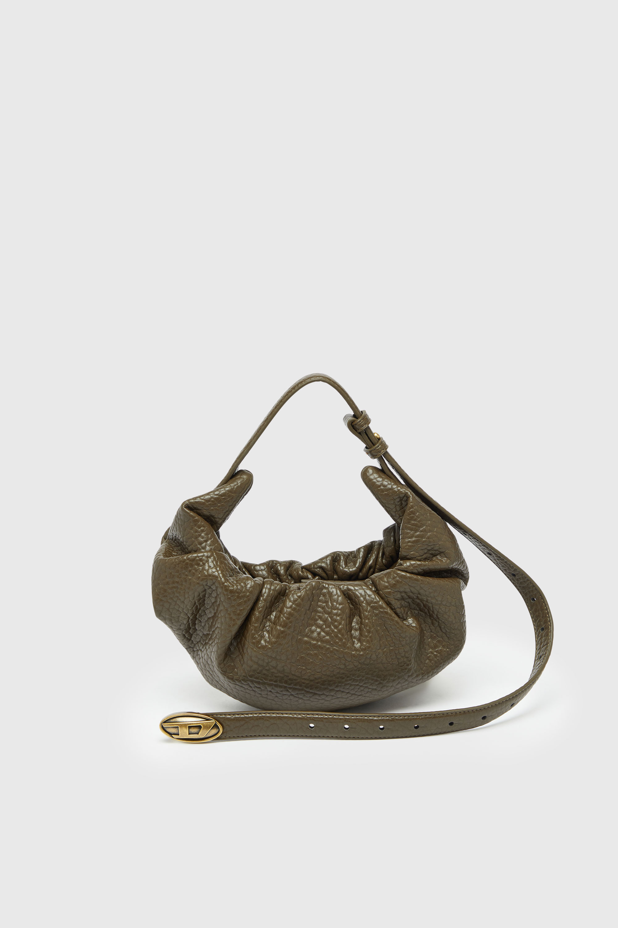 Diesel - GRAB-D HOBO S, Woman's Grab-D- Small scrunched hobo bag with bubble texture in Brown - 1