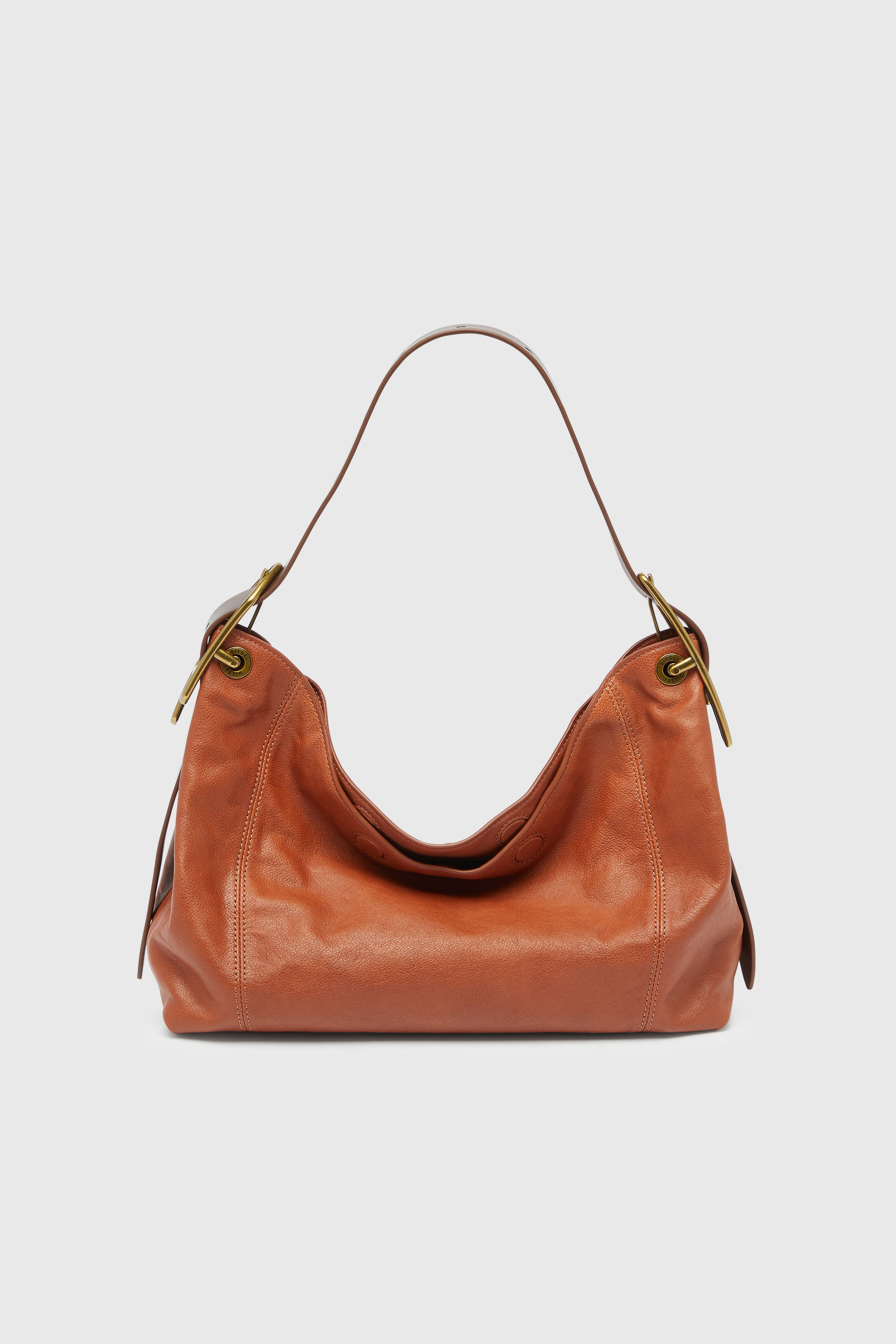 Diesel - D-LINE HOBO S, Woman's D-Line-Shoulder bag in shiny leather in Brown - 1