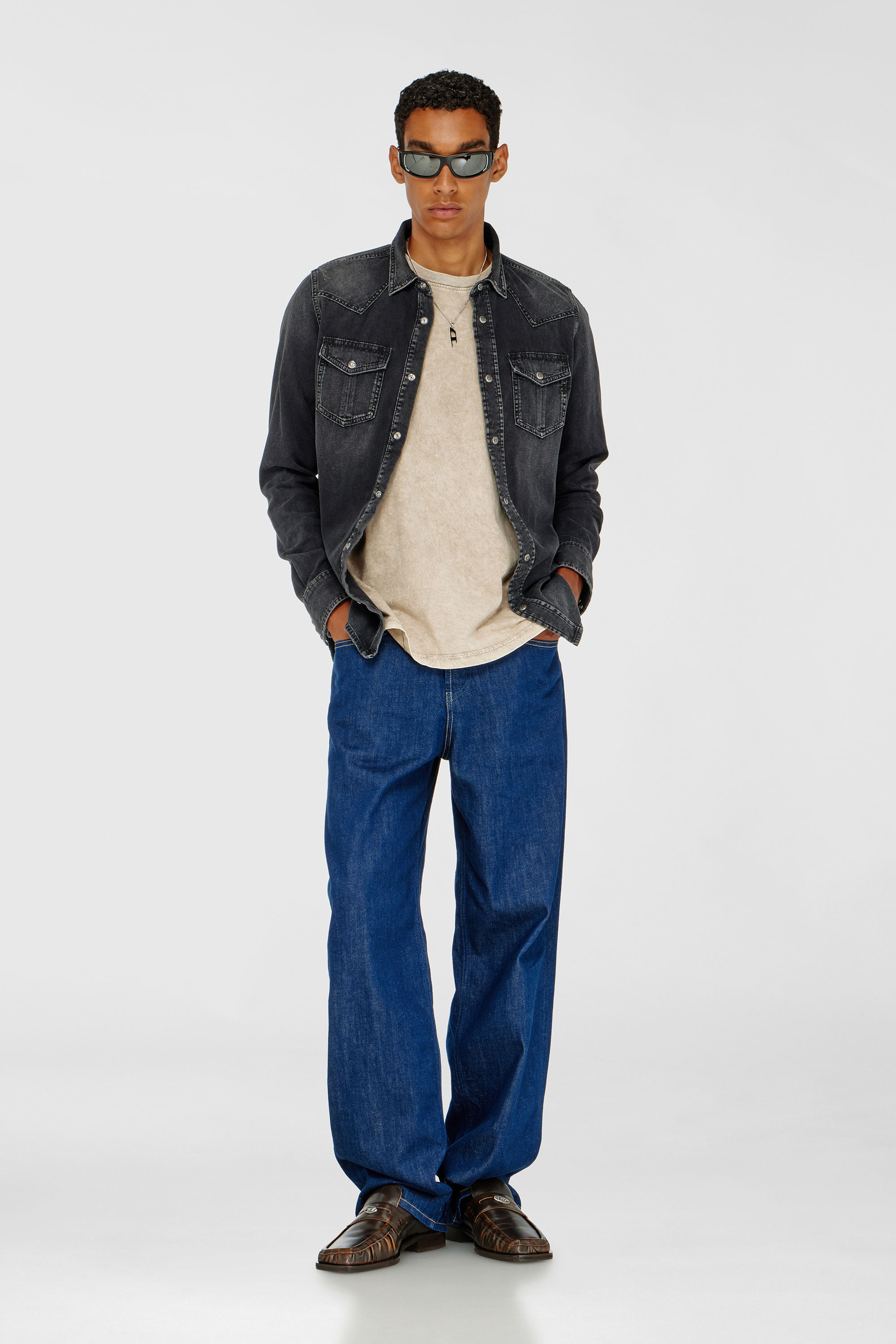 Diesel - D-VEGA, Man's Denim overshirt in Black - 2