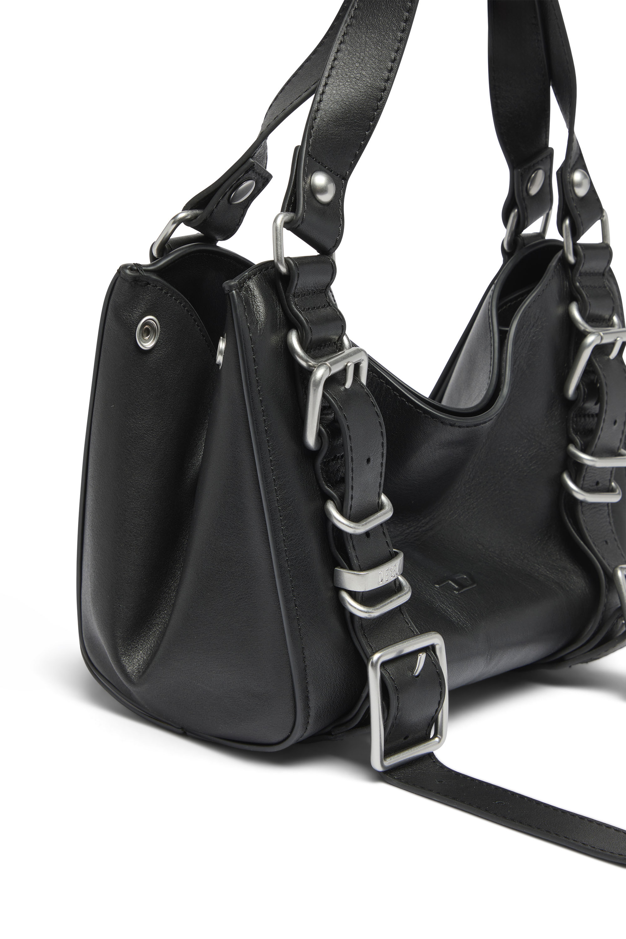 Diesel - D-ONE TOPHANDLE S, Woman's D-One-Small top-handle bag in treated leather in Black - 6