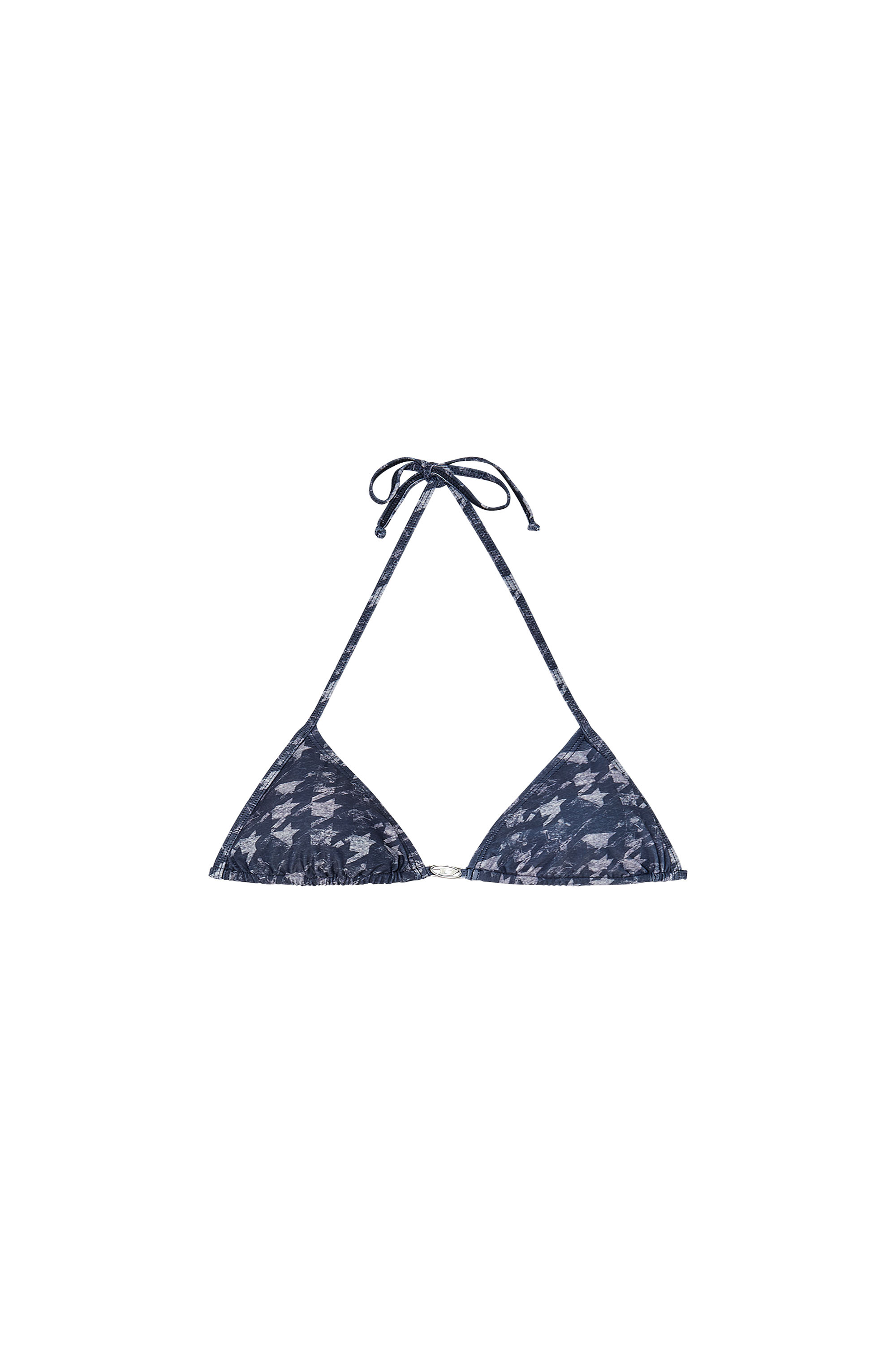 Diesel - ELETTRA-DNM, Woman's Bikini top with all-over houndstooth print in Blue - 4