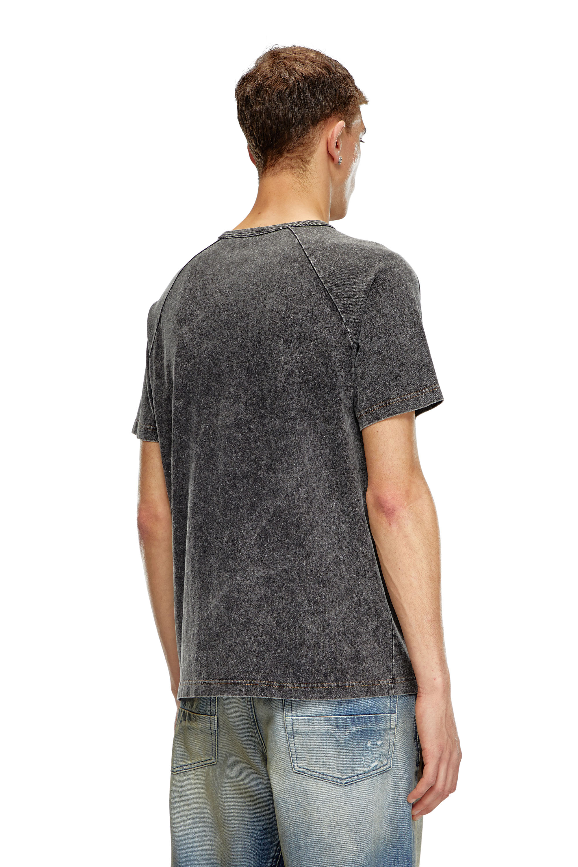 Diesel - T-RADJUST-Q1, Man's Marble-effect T-shirt with glossy band in Black - 4