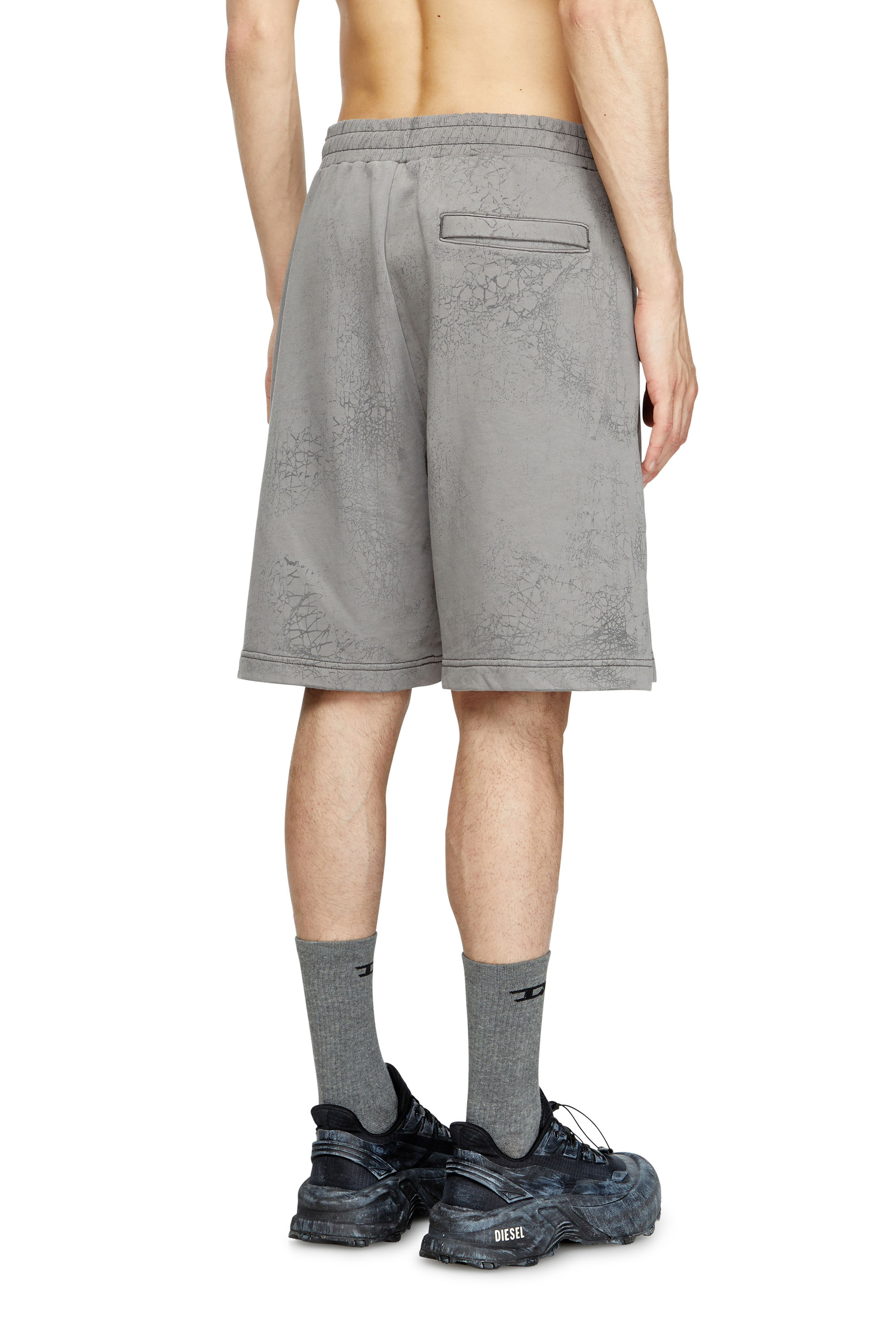 Diesel - P-CREW, Man's Shorts in waxed jersey in Grey - 4