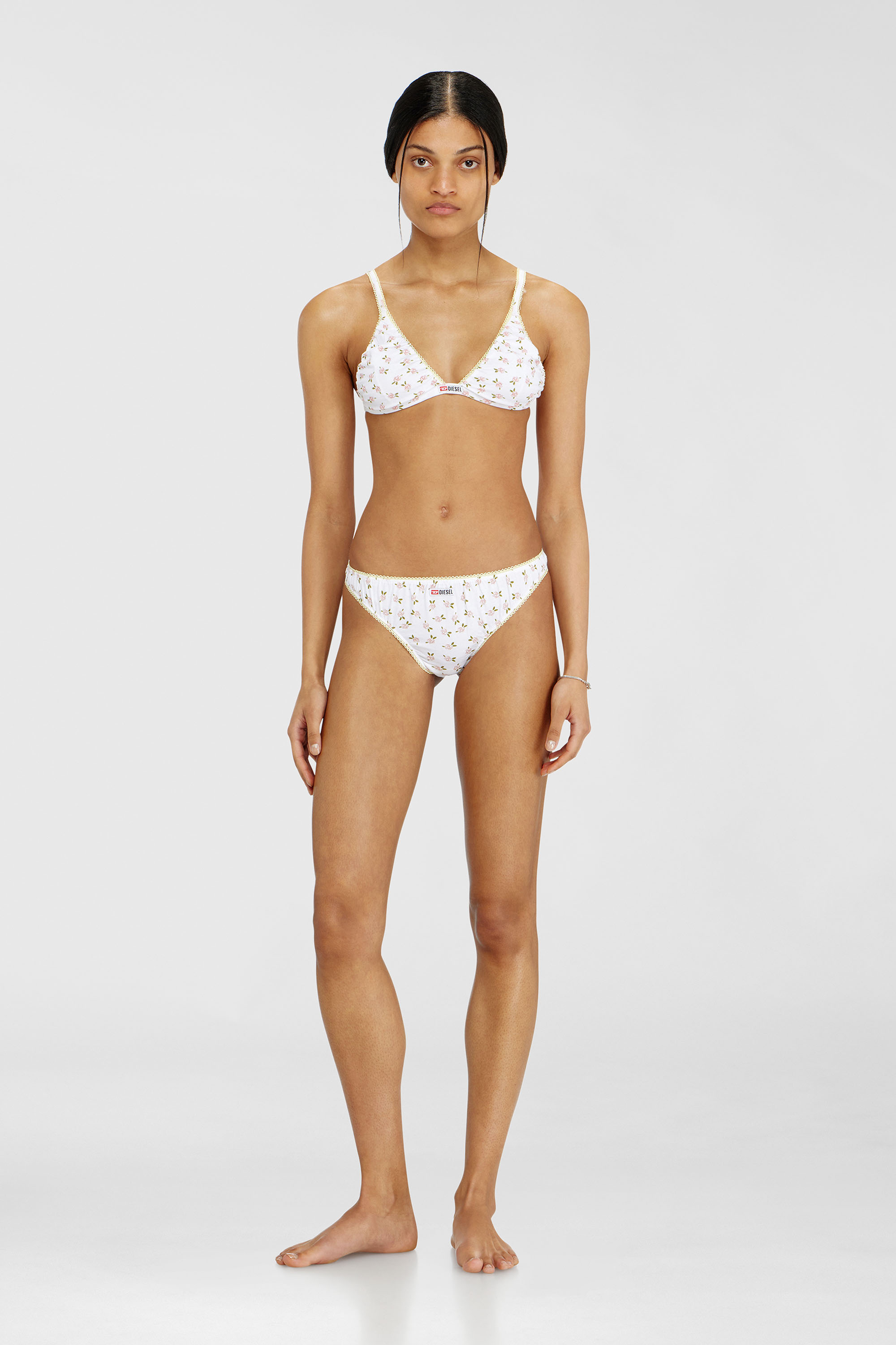 Diesel - JANA-D-CORE, Woman's Cotton triangle bra with all-over floral print in White - 2