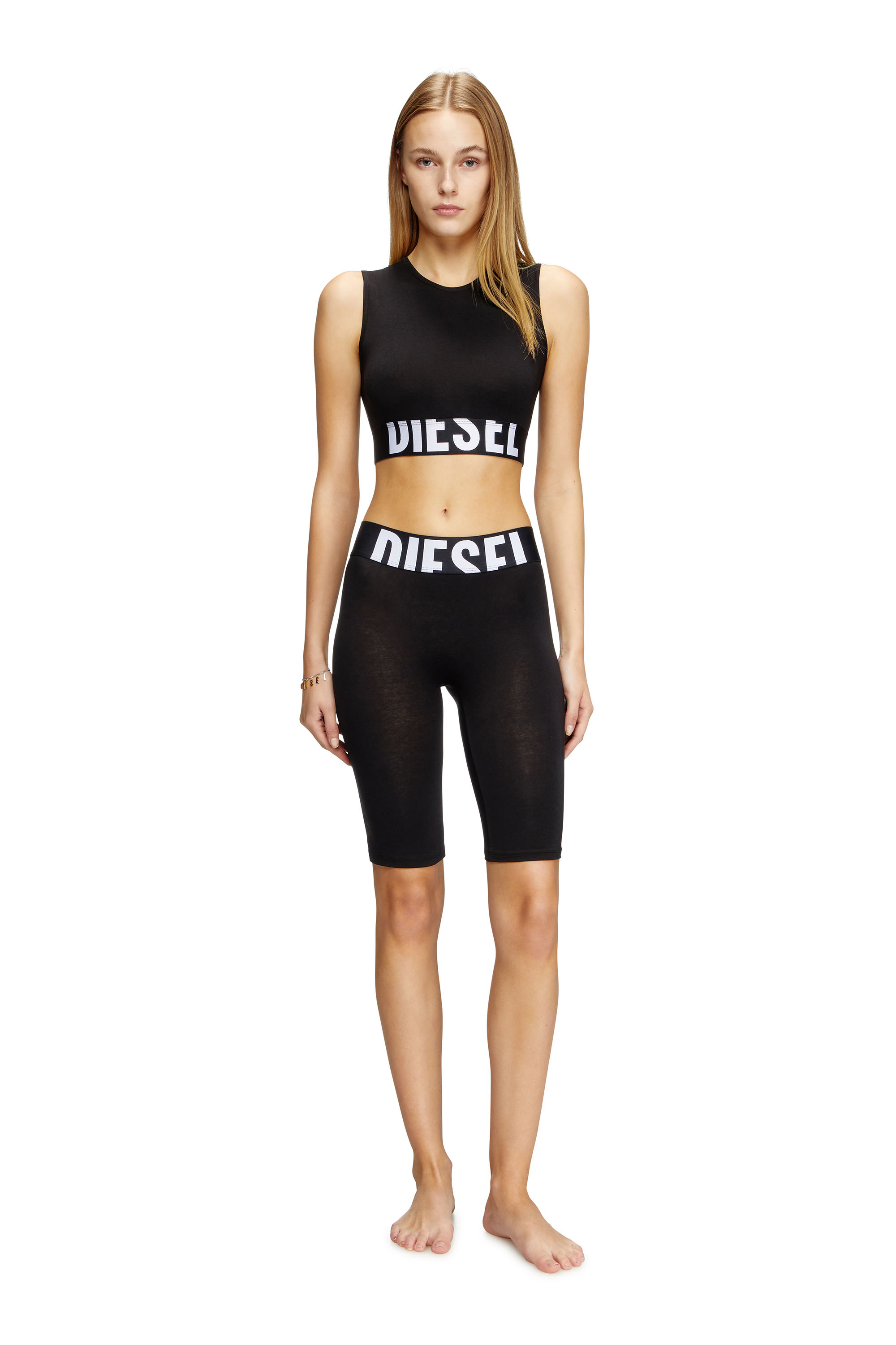 Diesel - IVA-D-POP, Woman's Short pants with cut-off logo in Black - 1