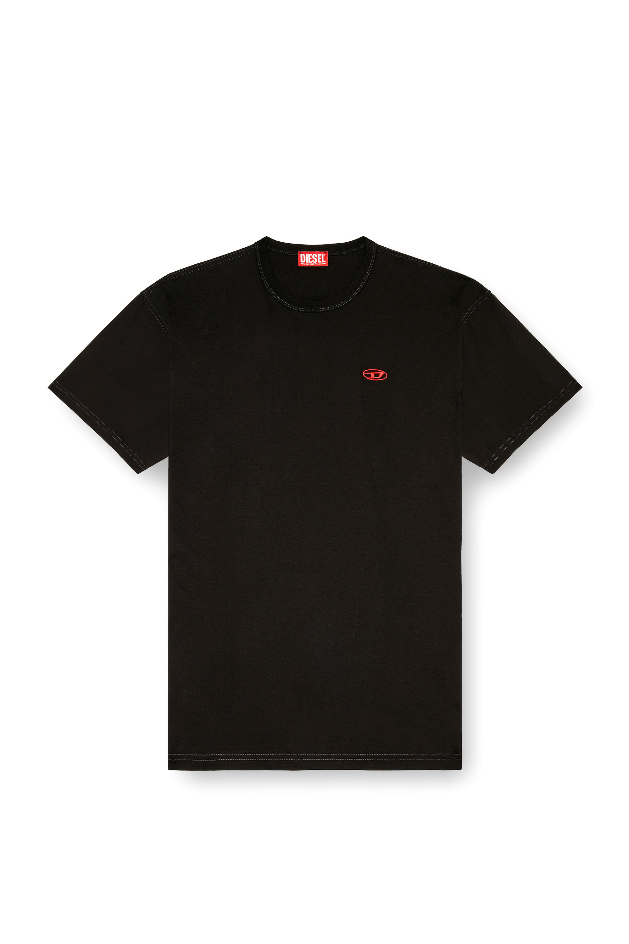 Diesel - T-BOXT-K18, Man's T-shirt with Oval D print and embroidery in Black - 3