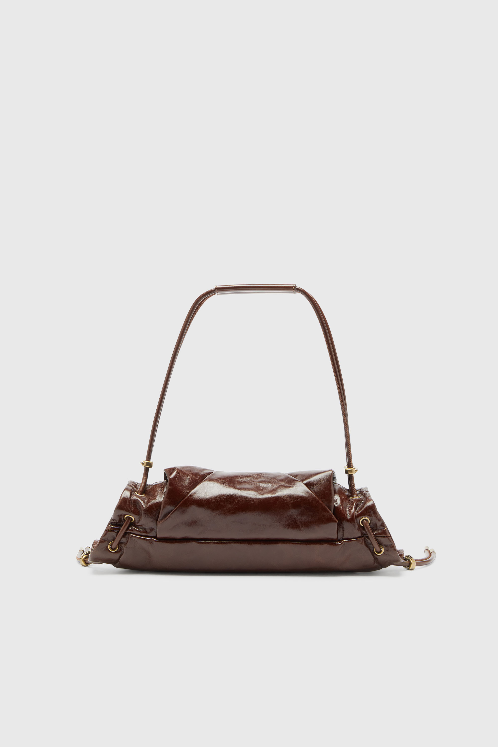 Diesel - SCRUNCH-D SHOULDER S, Woman's Scrunch-D-Small shoulder bag in shiny scrunched leather in Brown - 2