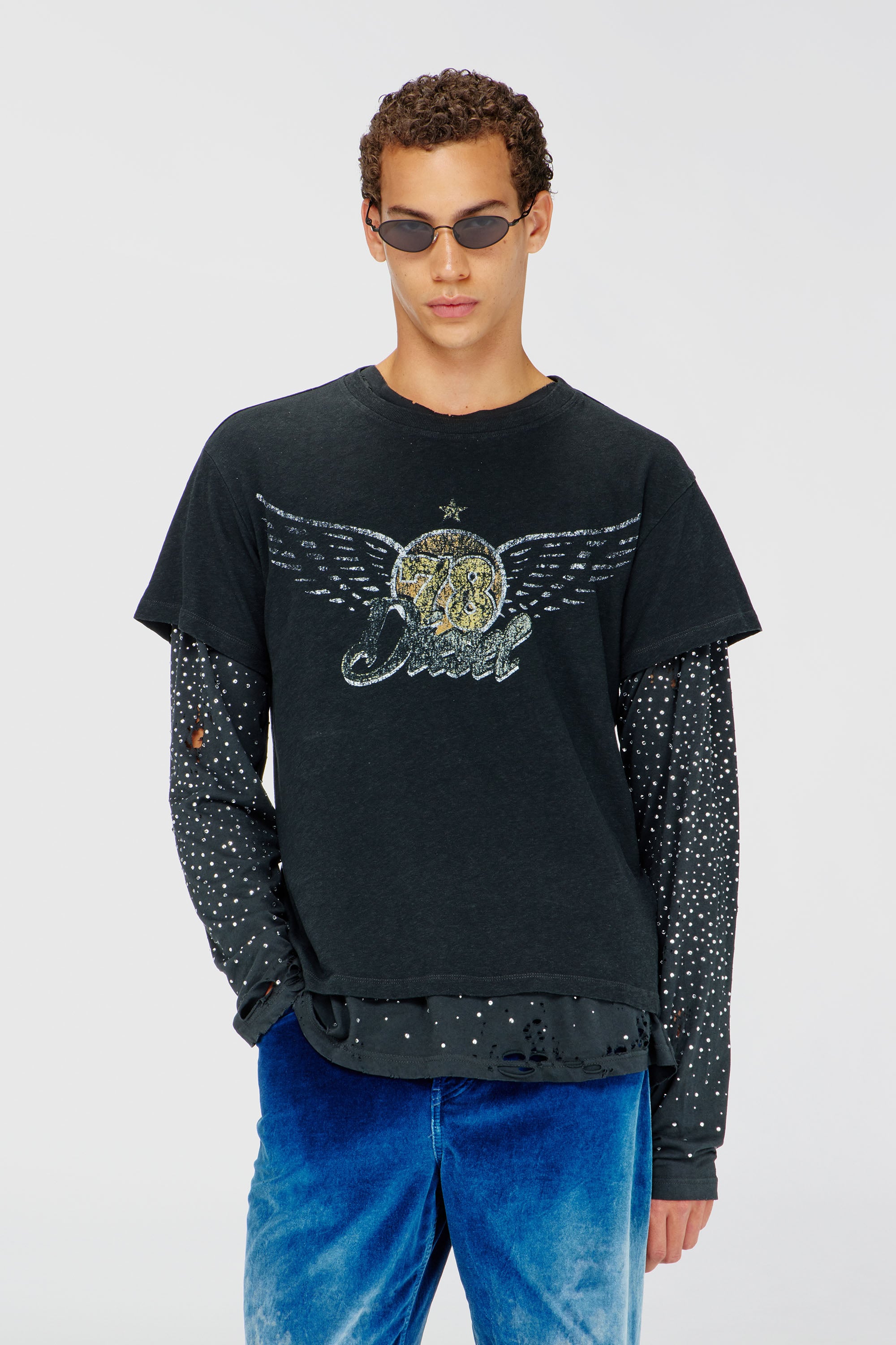 Diesel - T-GERIO-A, Man's Cotton-hemp T-shirt with concert graphics in Black - 1