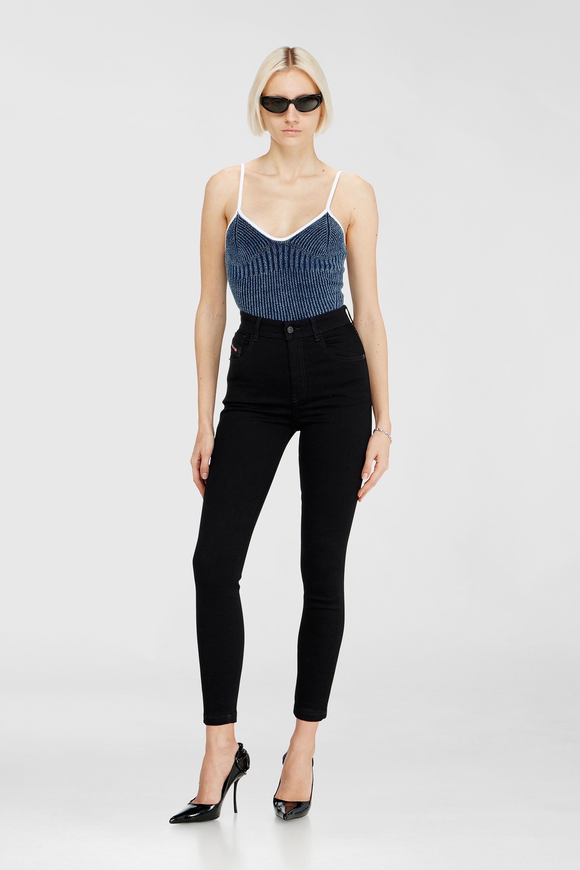 Diesel - Woman's Skinny Jeans 1984 Slandy-High 069EF, Black/Dark grey - 2