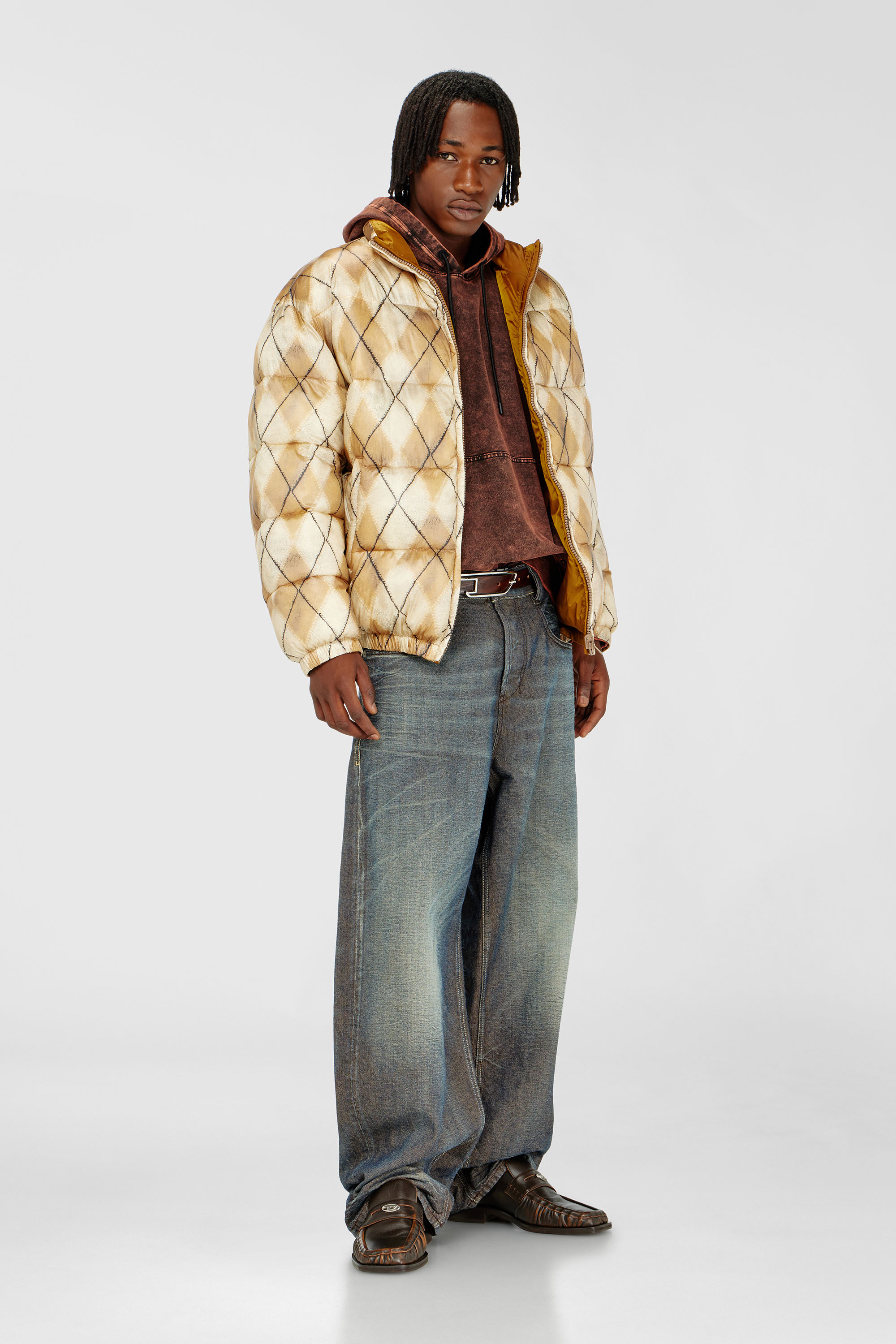 Diesel - S-BOXT-HOOD-TUK, Man's Treated denim-effect hoodie in Brown - 2