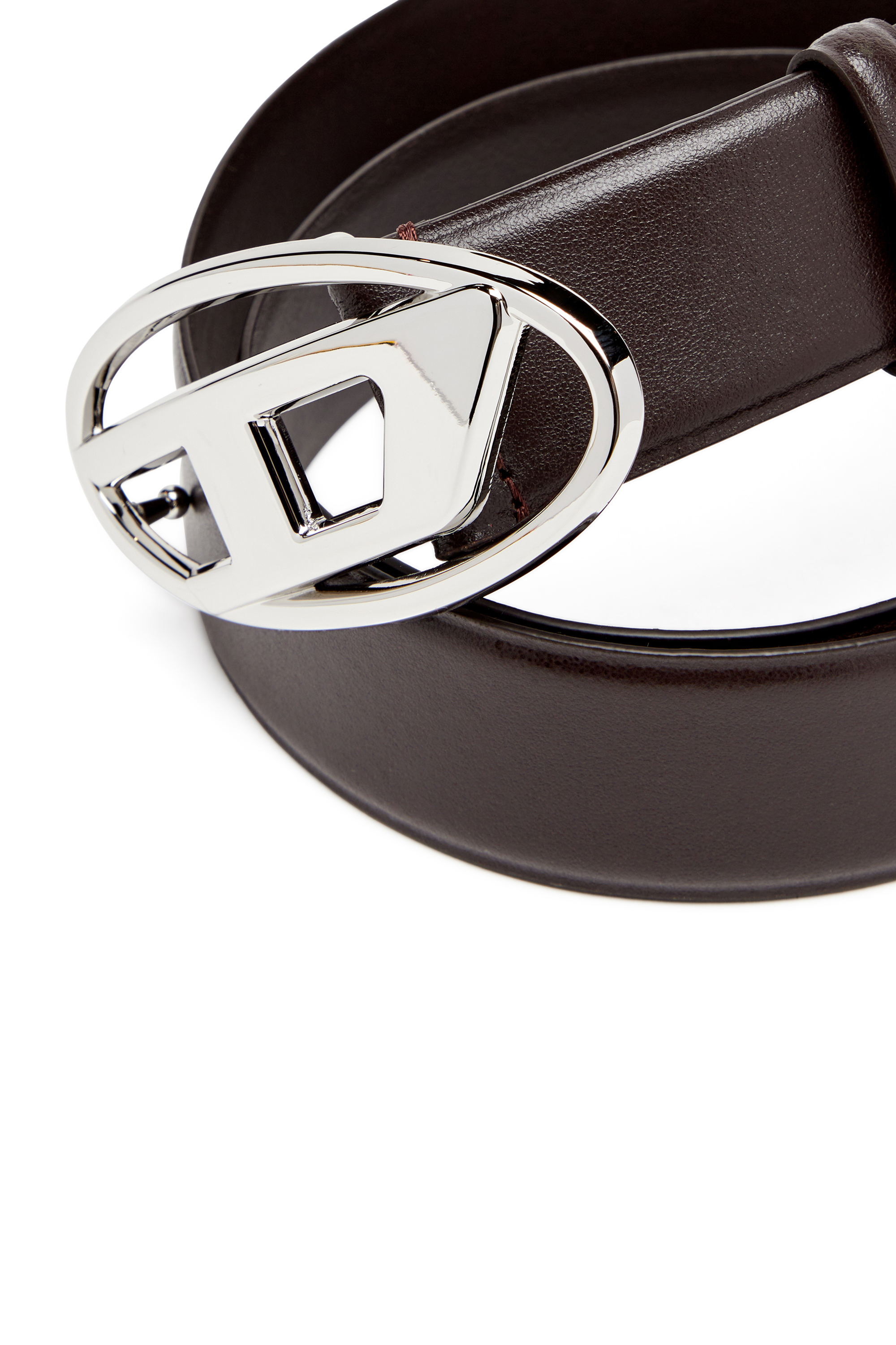 Diesel - B-1DR, Man's 4cm Leather belt with Oval D buckle in Dark Brown - 3