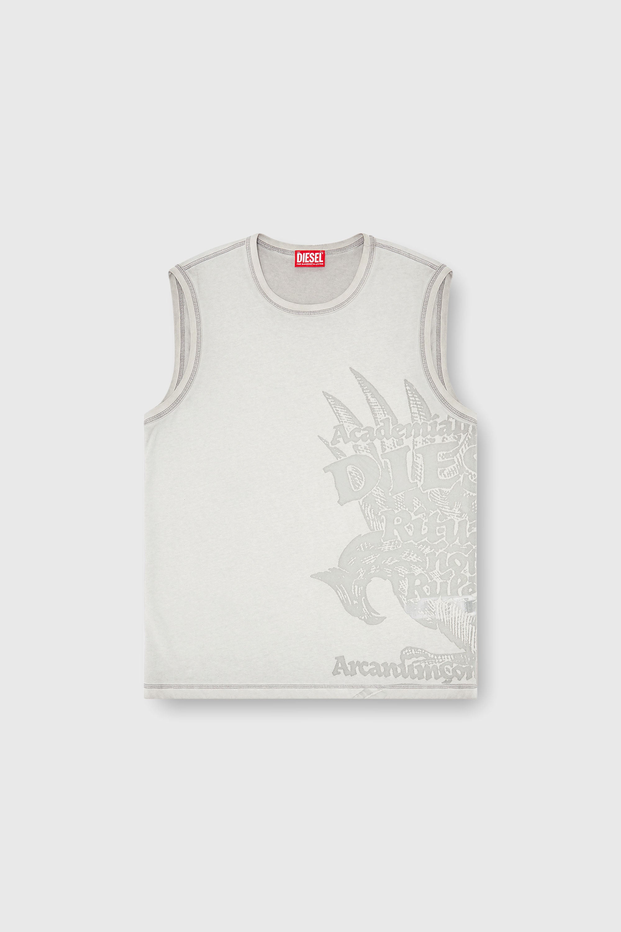 Diesel - T-RAWBISCO, Man's Sleeveless jersey top with embossed graphics in Light Grey - 2