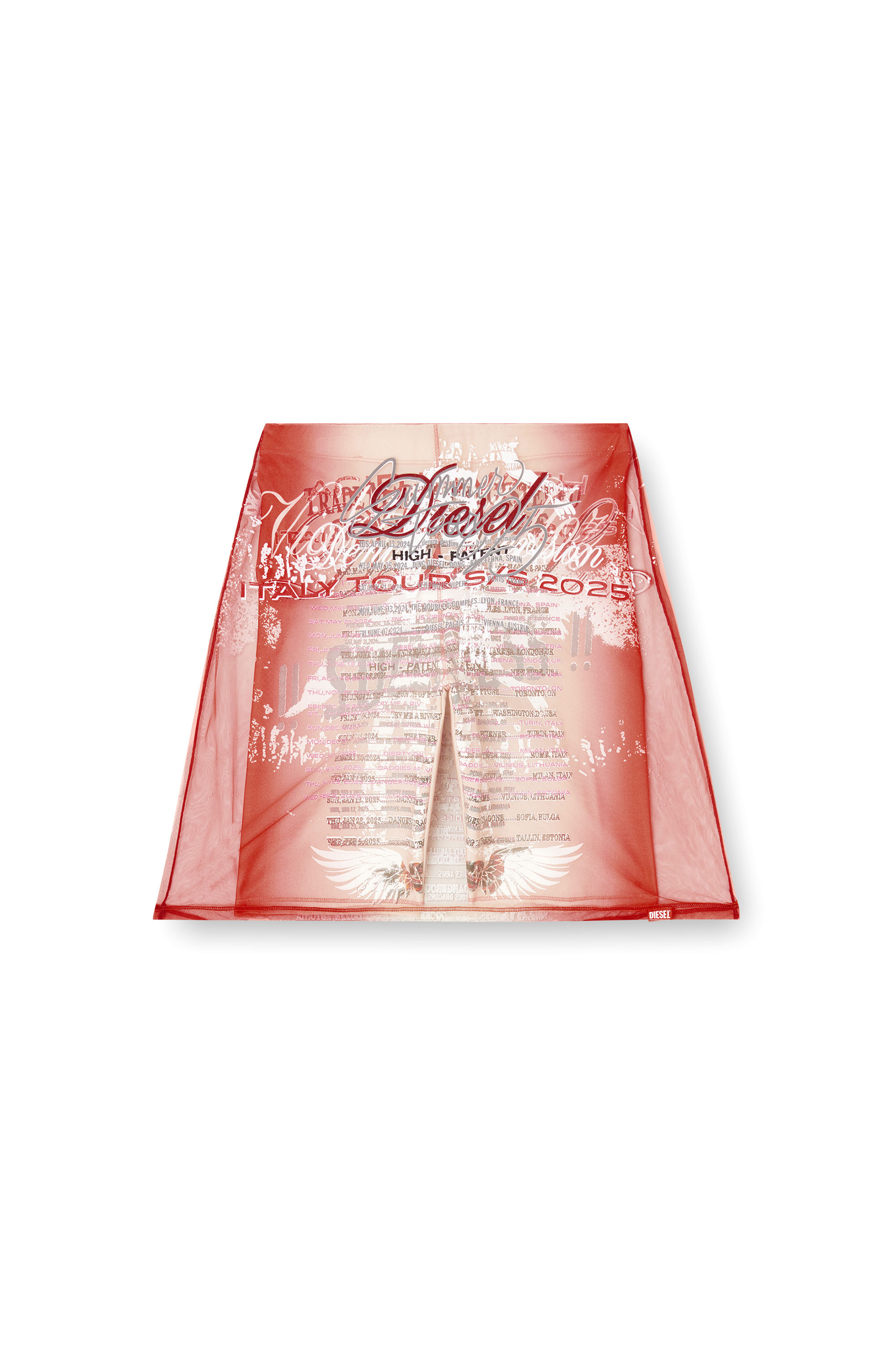 Diesel - O-LYMPIAC, Woman's Layered skirt with lyrics print in Pink - 2