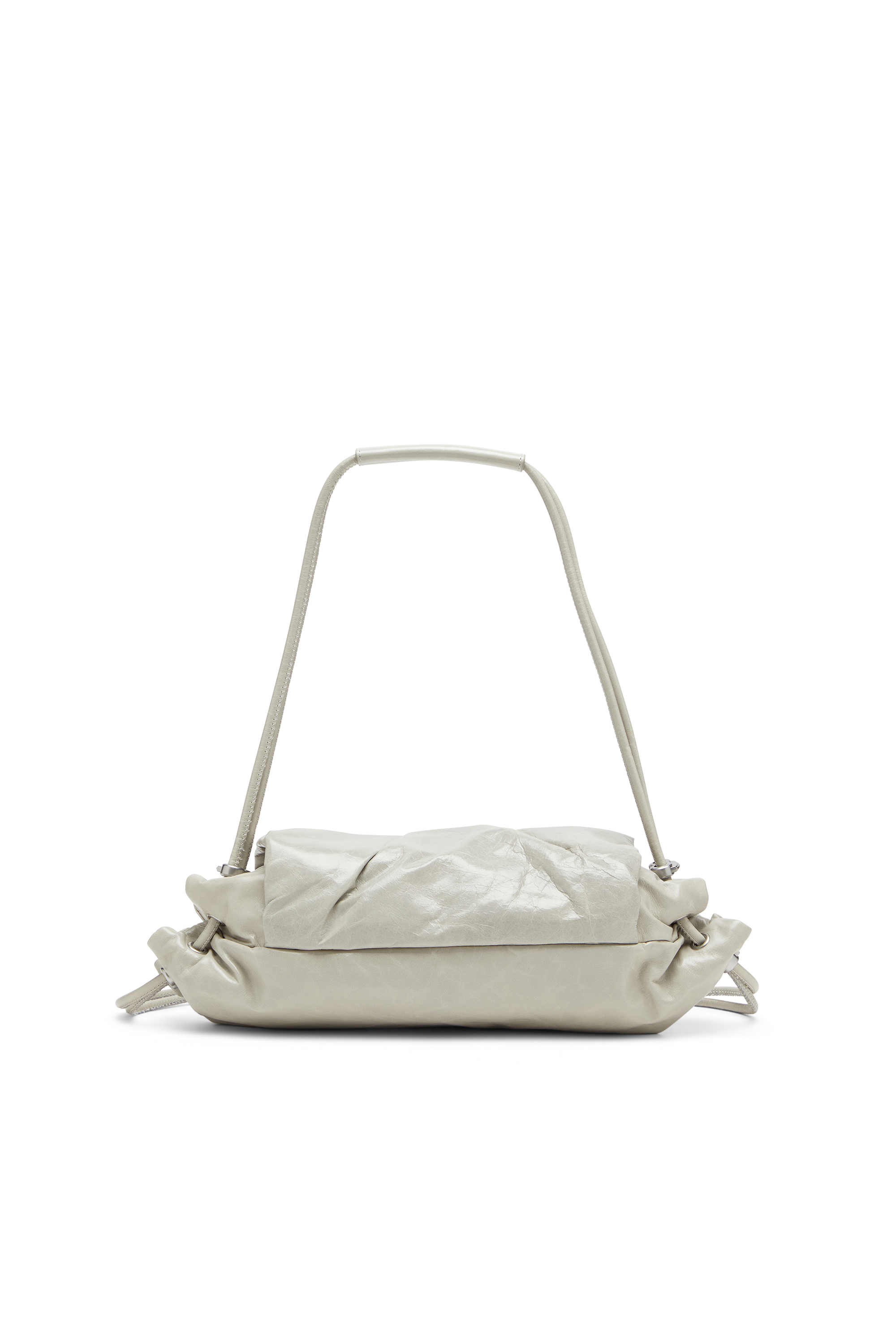 Diesel - SCRUNCH-D SHOULDER S, Woman's Scrunch-D S-Shoulder bag in scrunched leather in White - 2