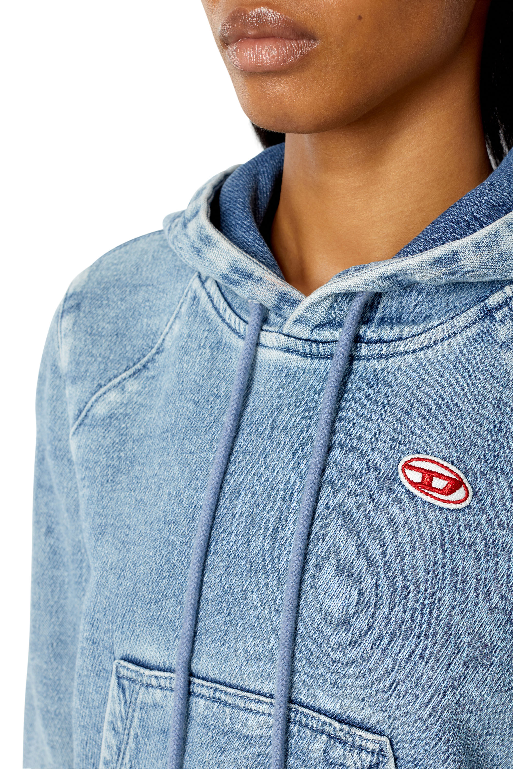 Diesel - D-ANGY TRACK DENIM HOODIE, Light Blue - Image 5