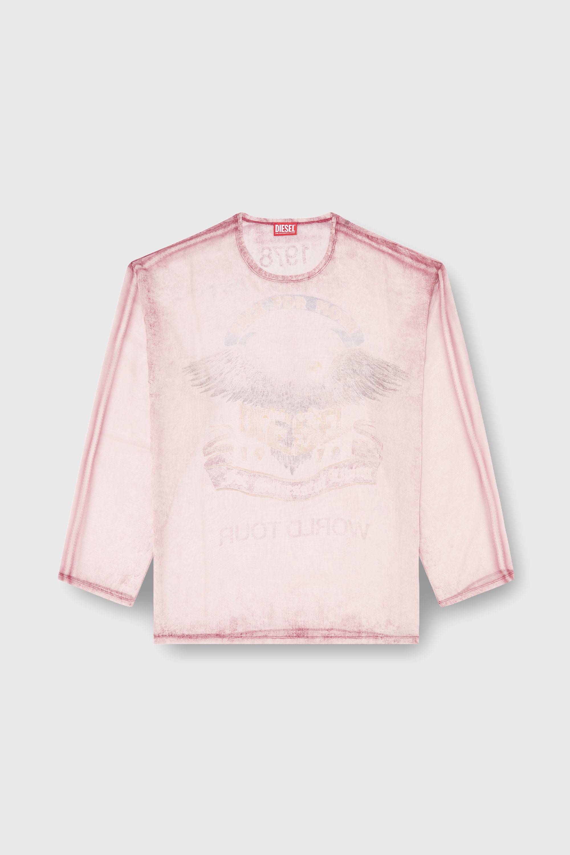 Diesel - T-DOUBLEX-LS, Man's Sheer chiffon top with concert graphics in Face Powder - 2