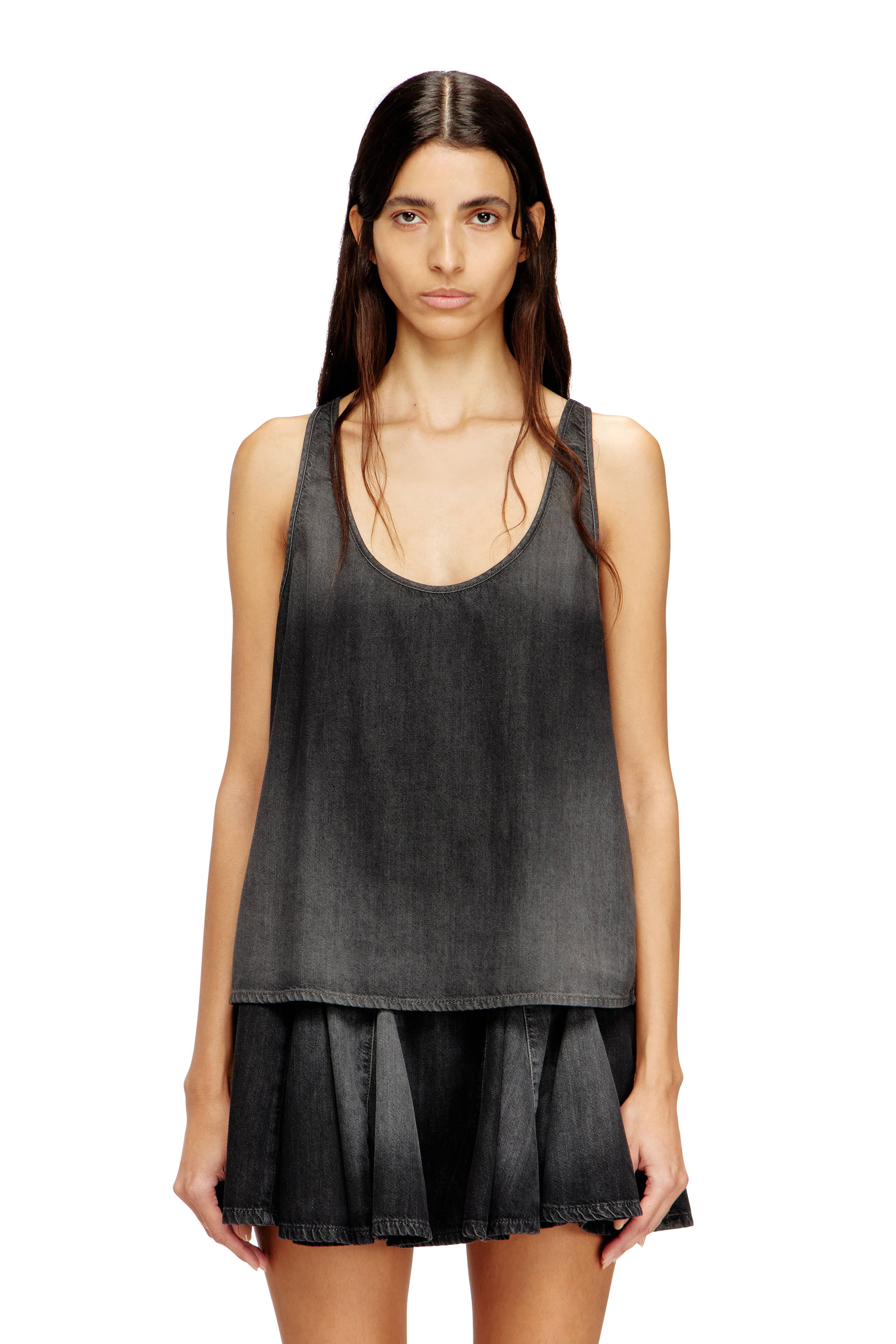 Diesel - DE-MISY-S, Woman's Sleeveless top in lightweight denim in Black - 1