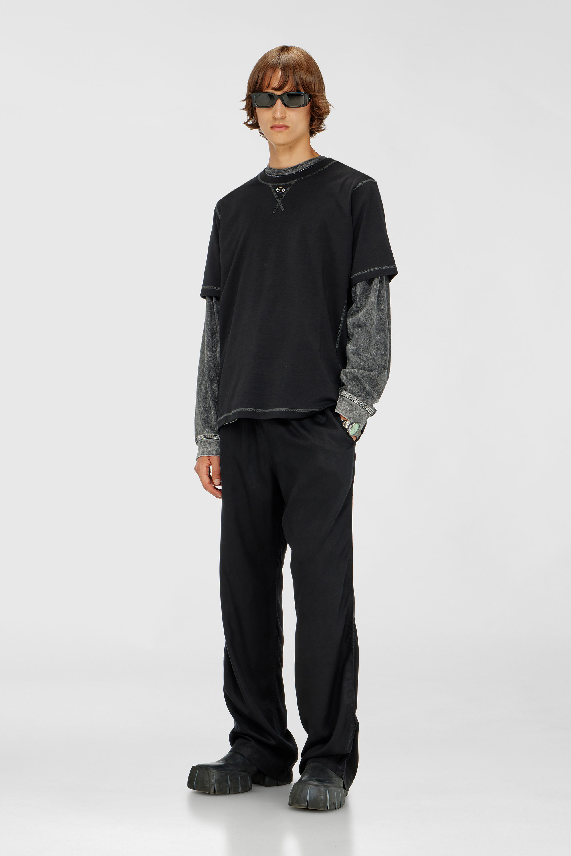 Diesel - T-MADJUST-TR, Man's Regular T-shirt with crew neck and Oval D in Dark grey - 2