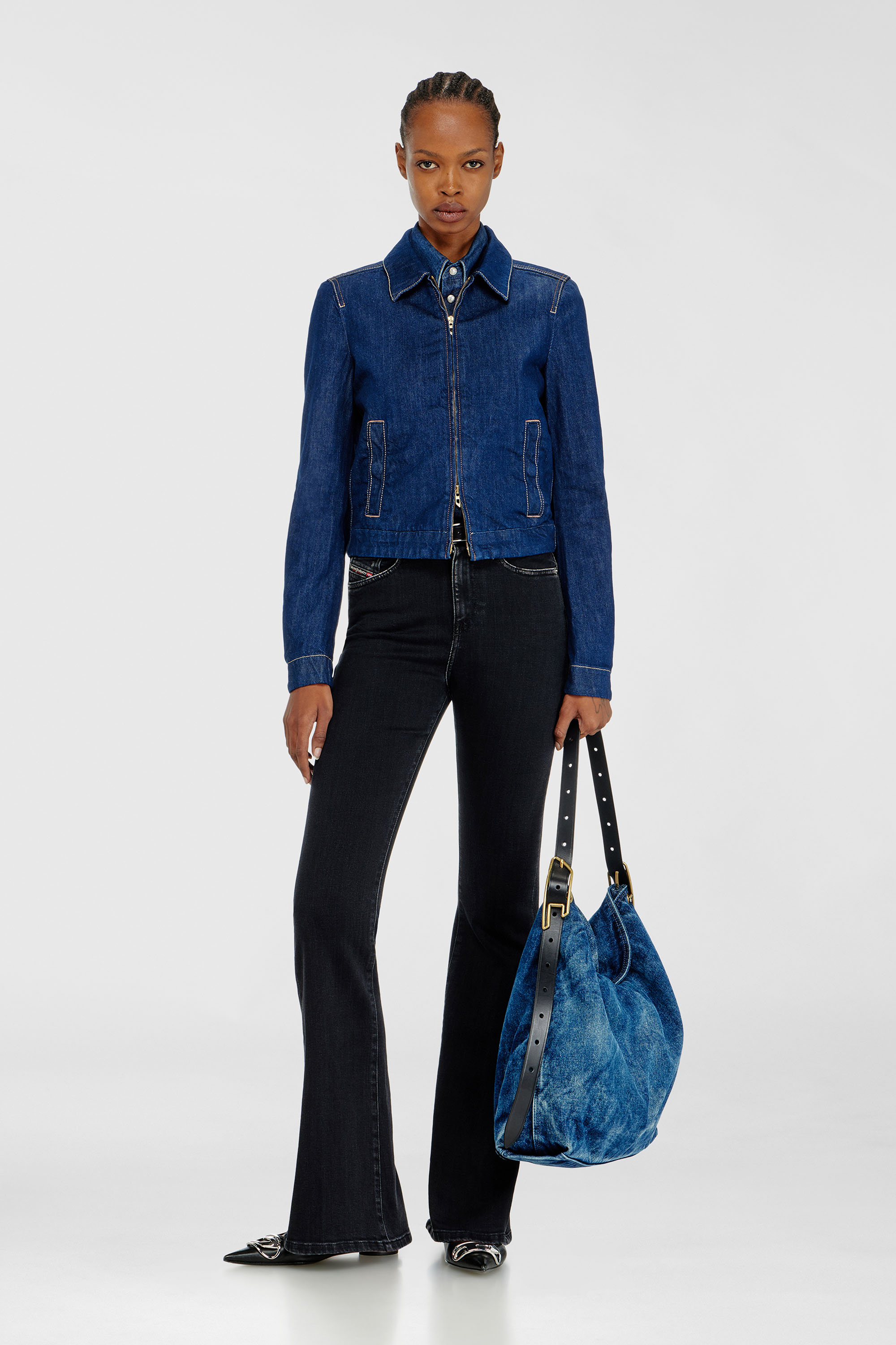 Diesel - DE-CORB, Woman's Coach jacket in rinse denim in Dark Blue - 2