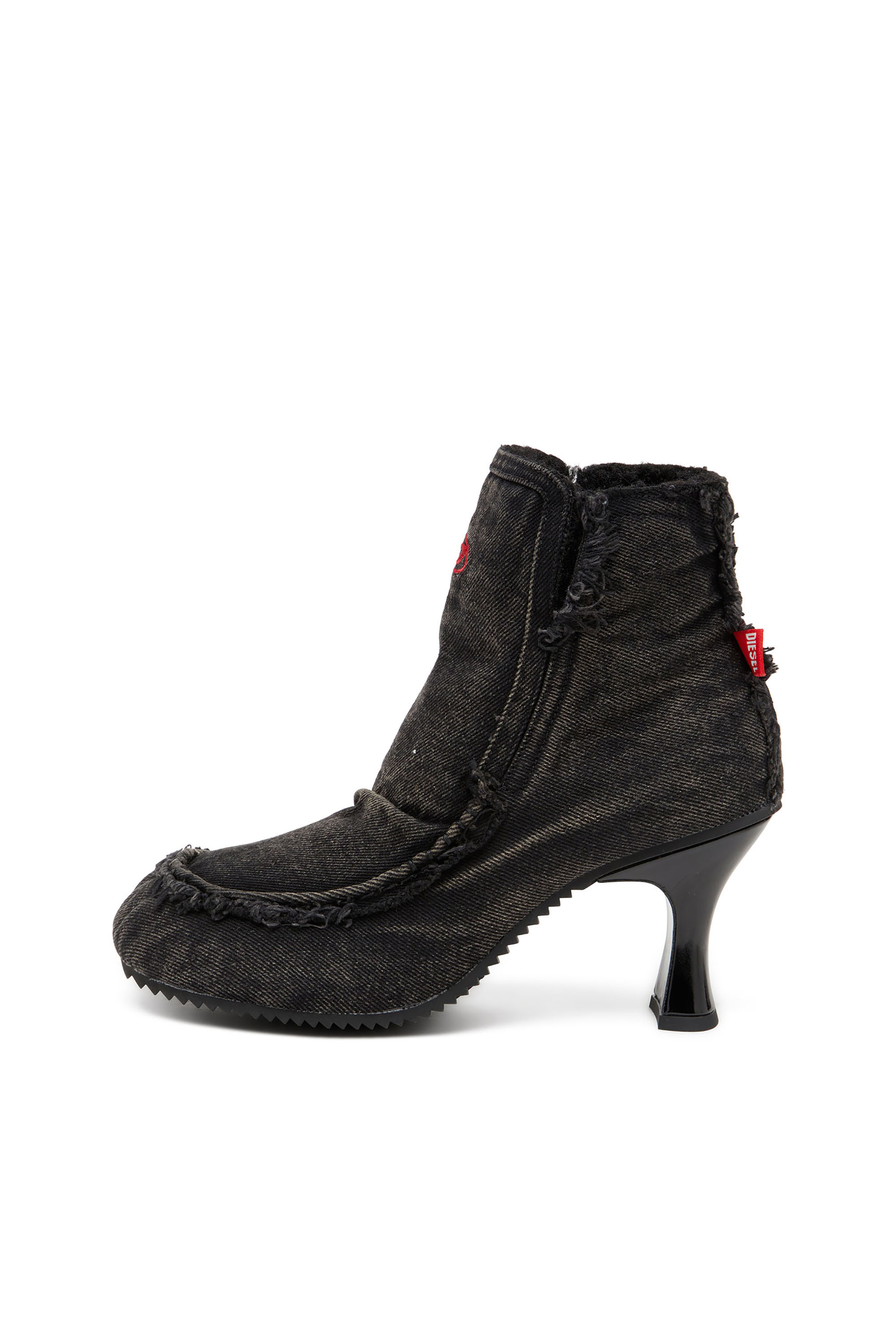 Diesel - D-WOODSTOCK HEEL AB, Woman's D-Woodstock - Denim boots with heel in Black - 3