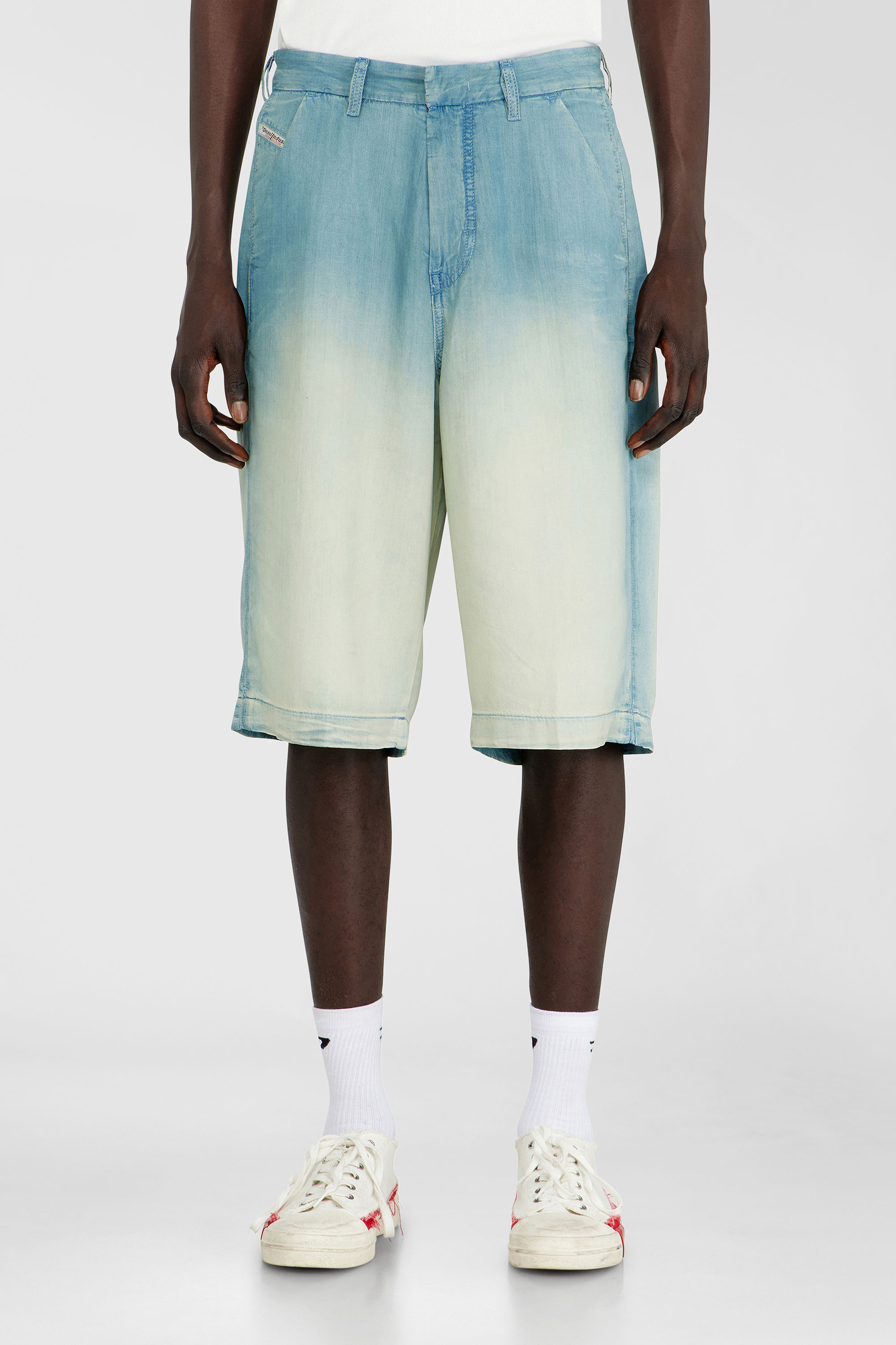 Diesel - D-TYLOR-SHORT-S, Man's Shorts in fluid overdyed denim in Light Blue - 1