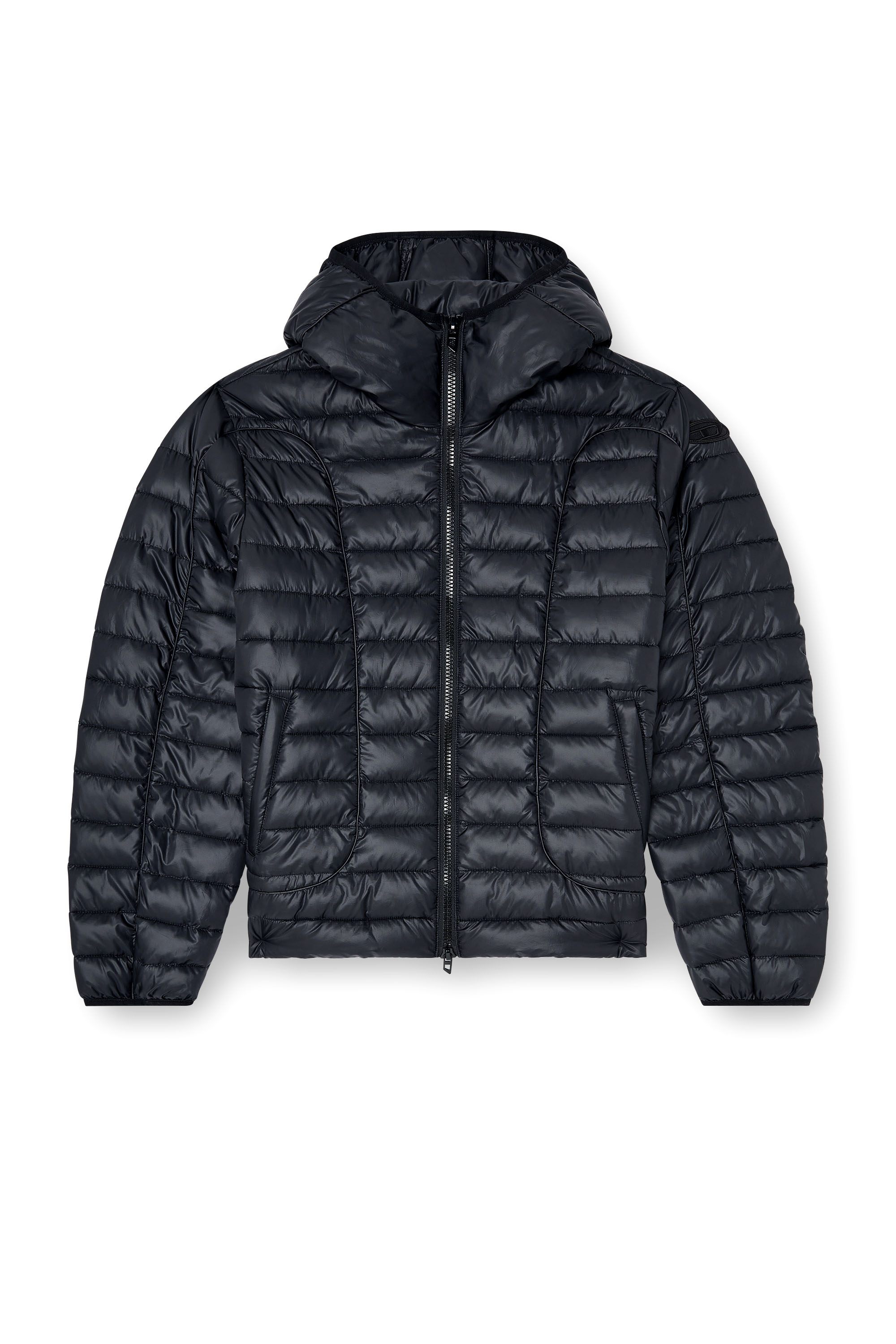 Diesel - W-STONE-WRD, Man's Puffer jacket with tonal piping in Black - 3