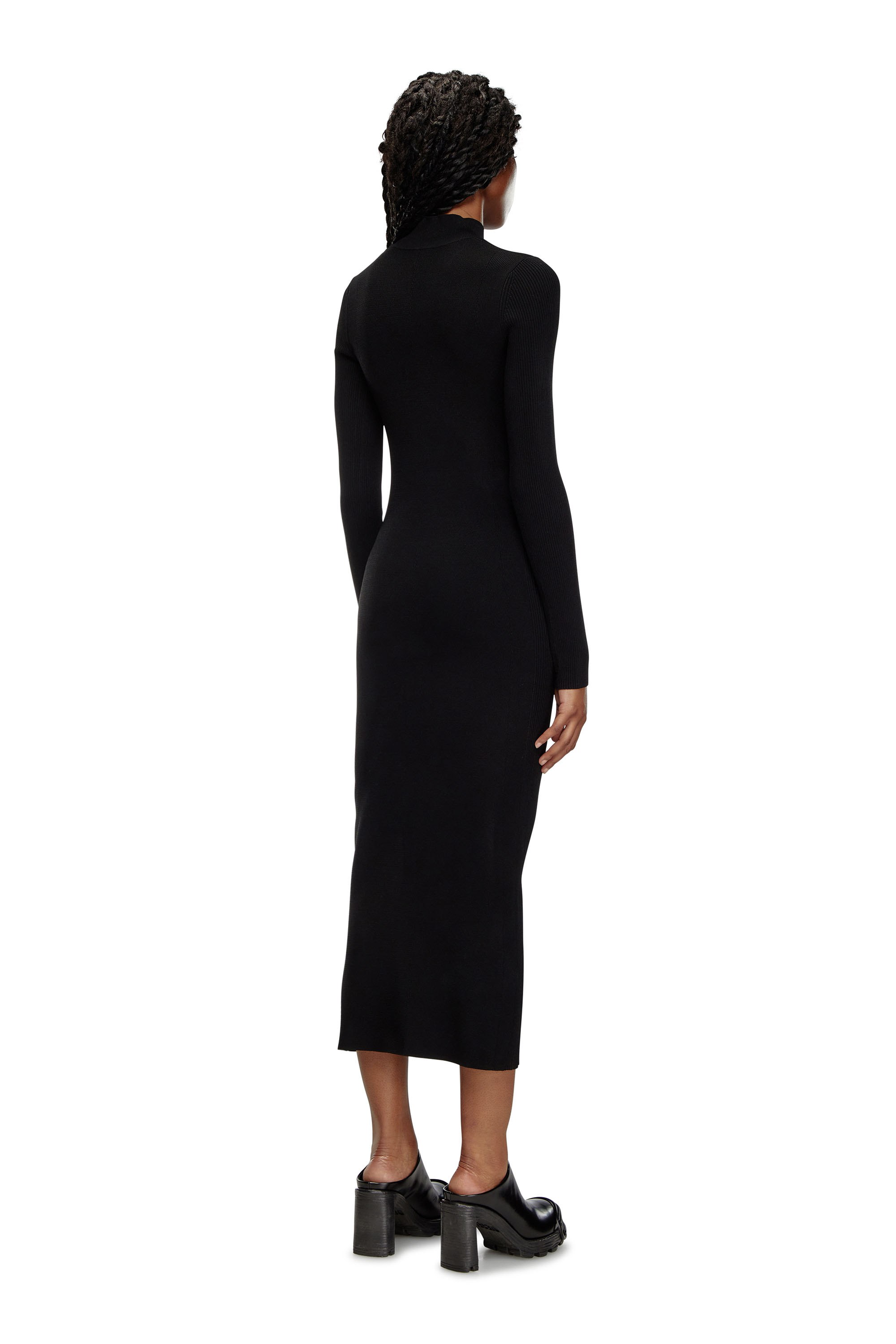 Diesel - M-ZARY-B, Woman's Long dress in ribbed knit in Black - 3