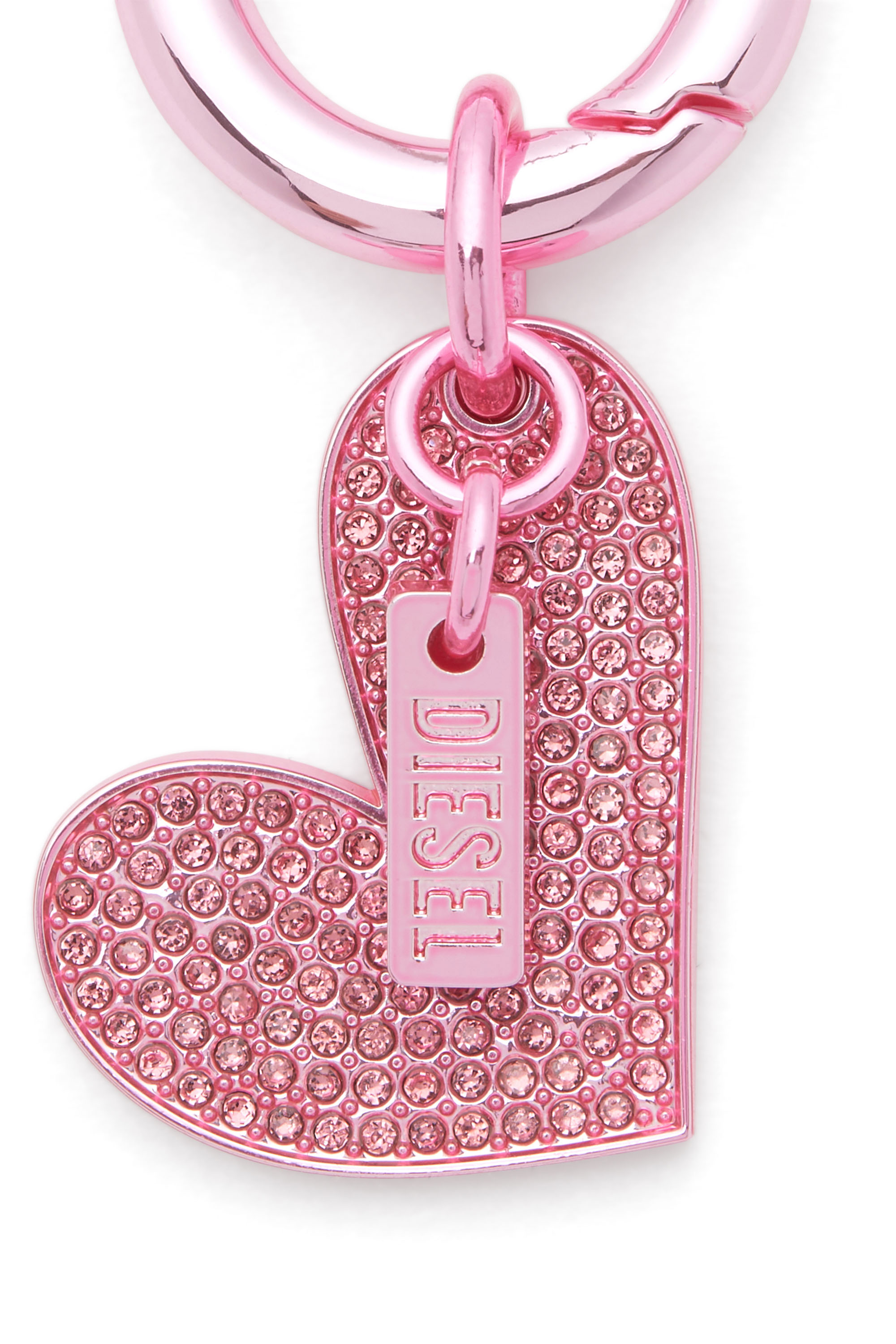 Diesel - CHARM-HEART, Woman's Metal heart charm with rhinestones in Pink - 2